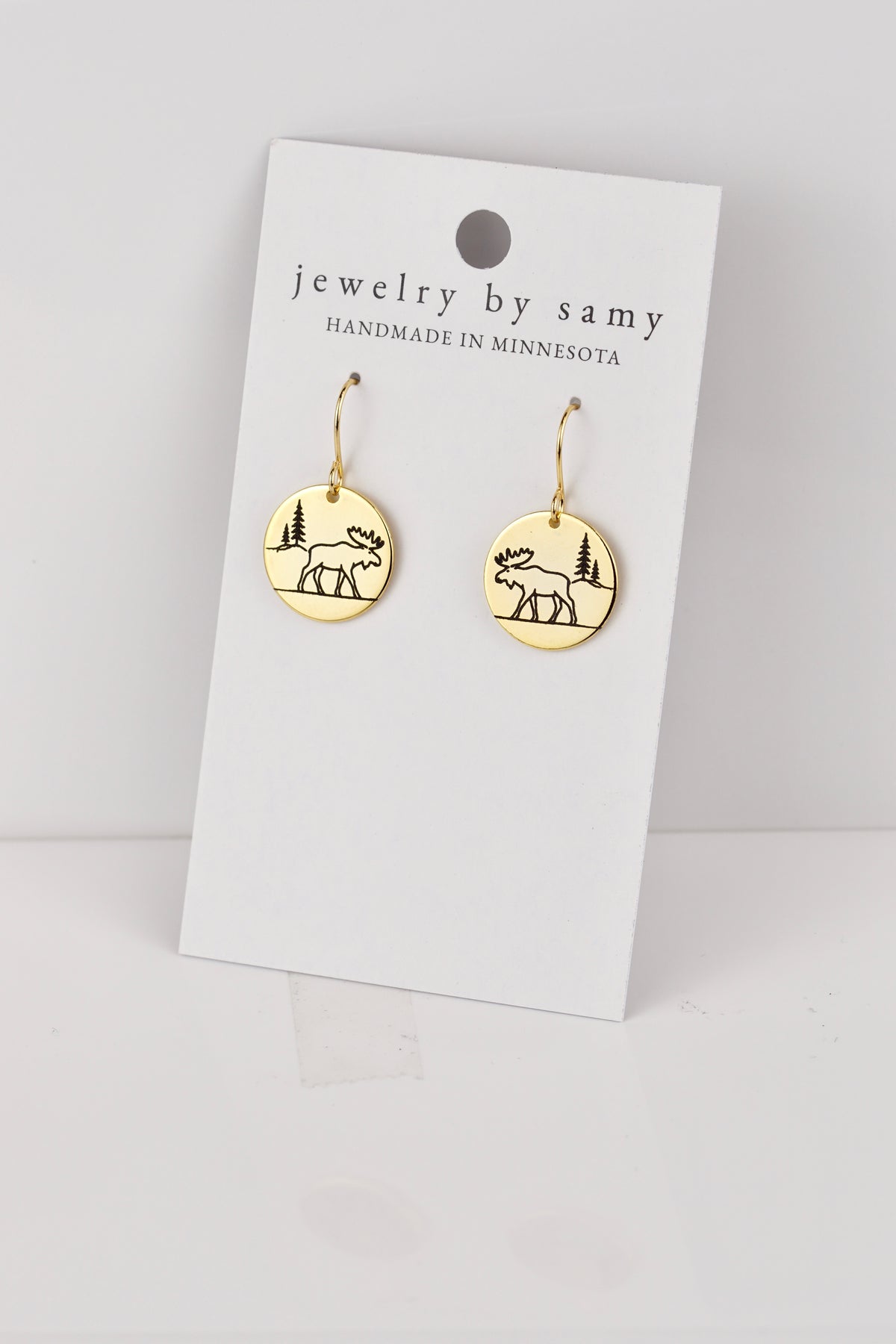 Engraved Moose with Tree Earrings