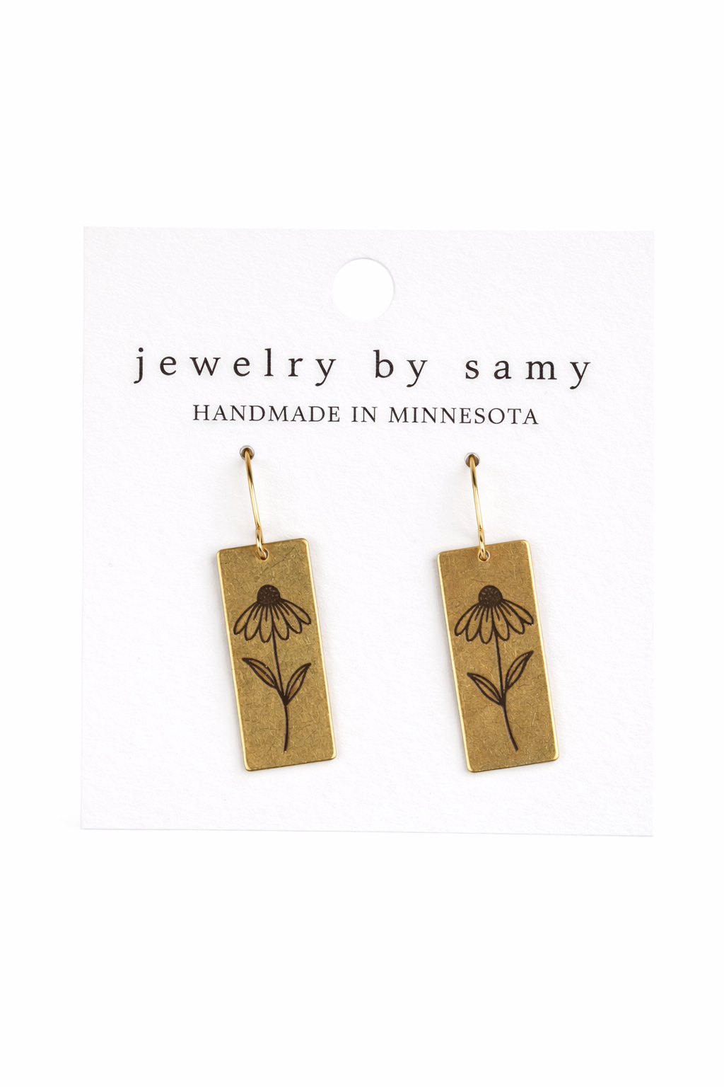 Engraved Coneflower Earrings