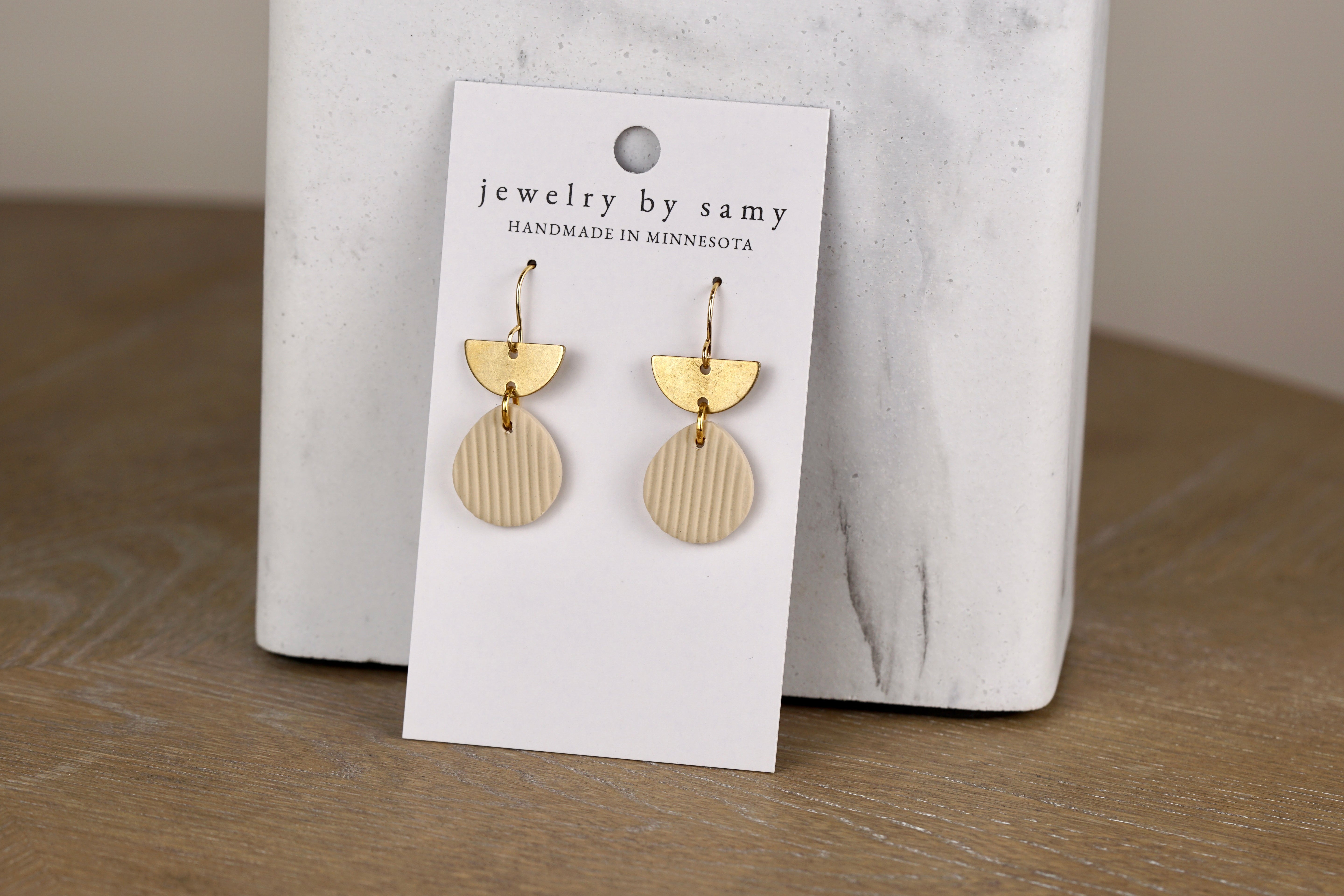 Striped Clay Teardrop Earrings