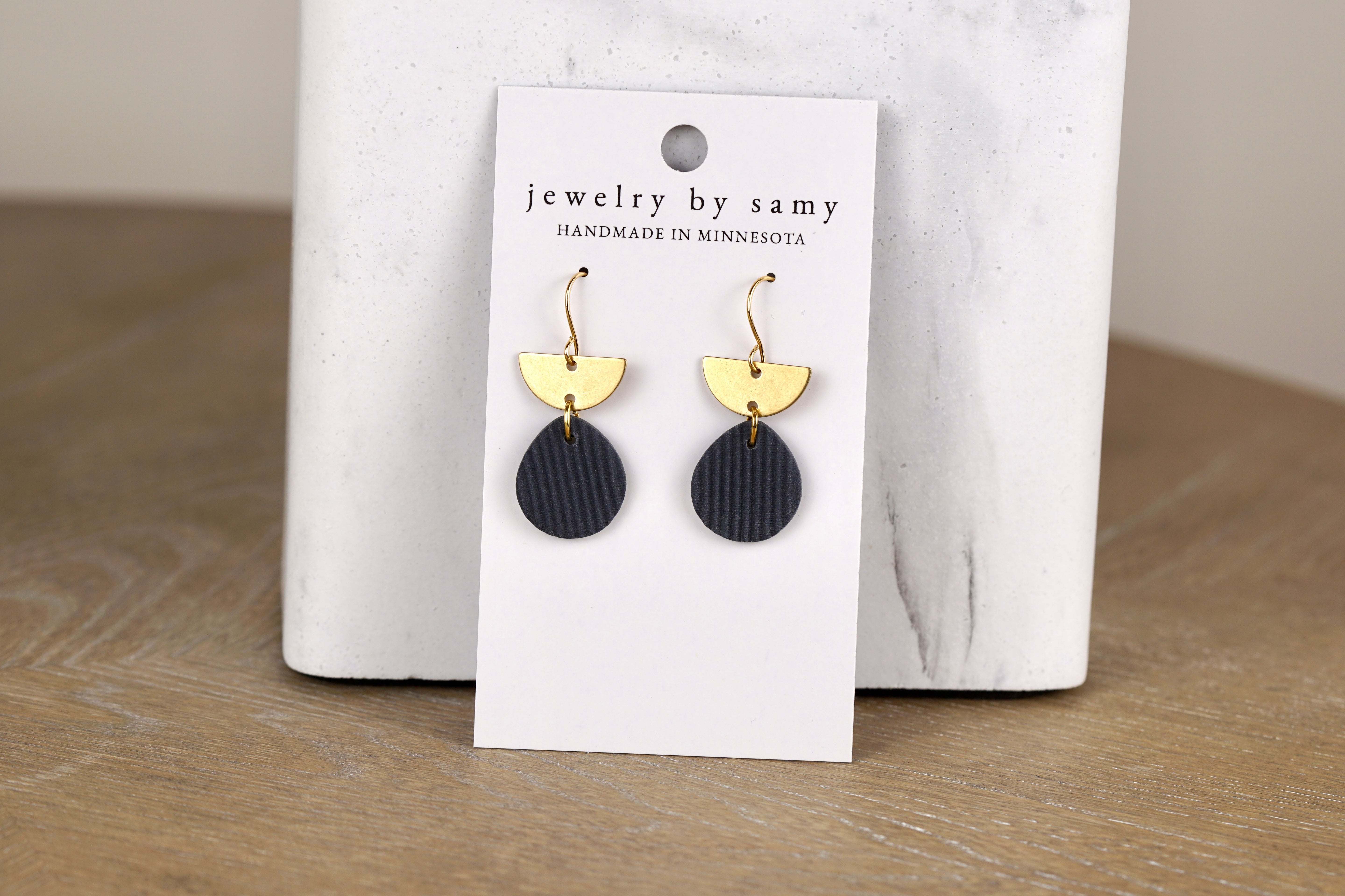 Striped Clay Teardrop Earrings