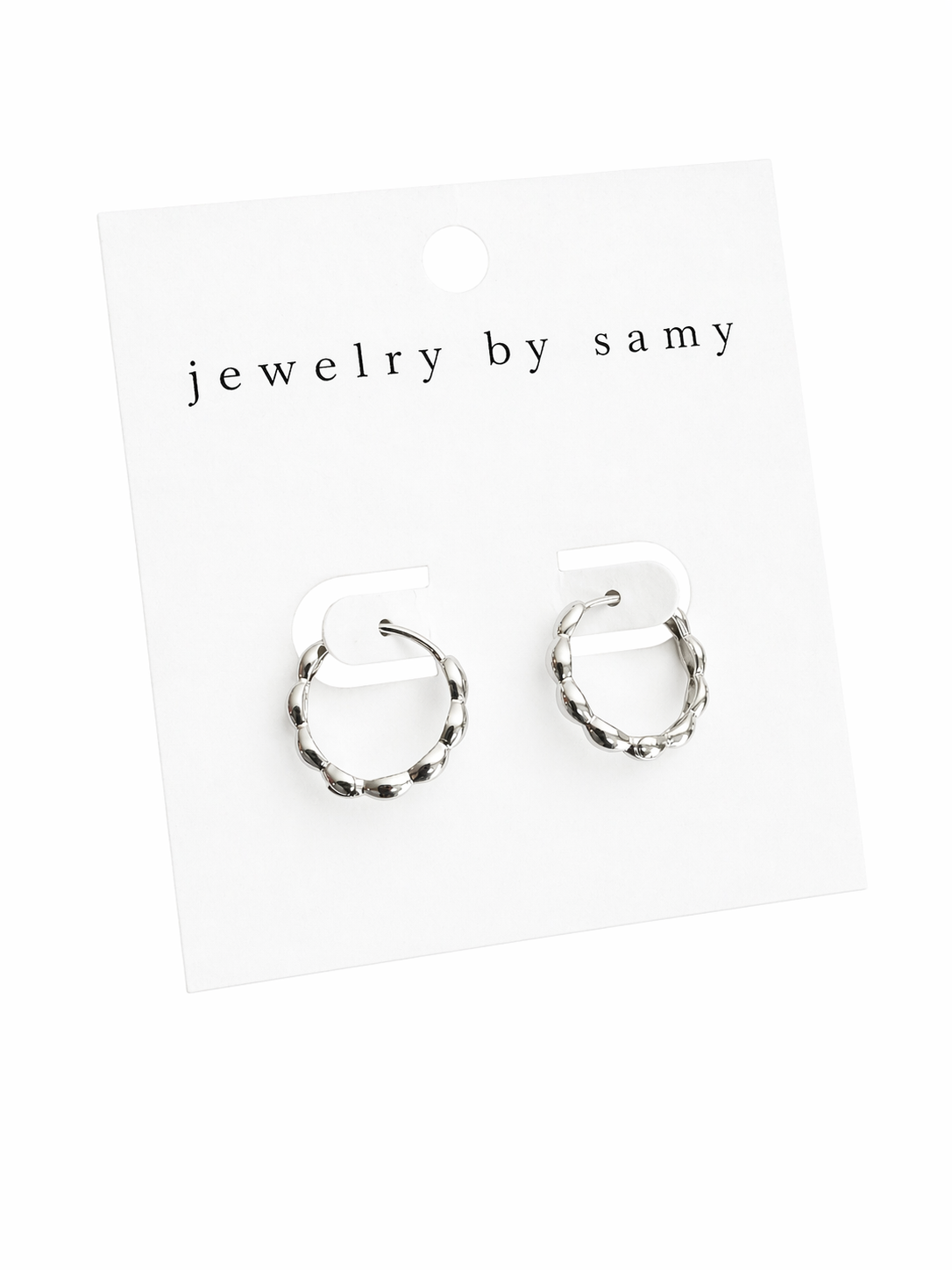 Silver Scalloped Huggie Hoop Earrings
