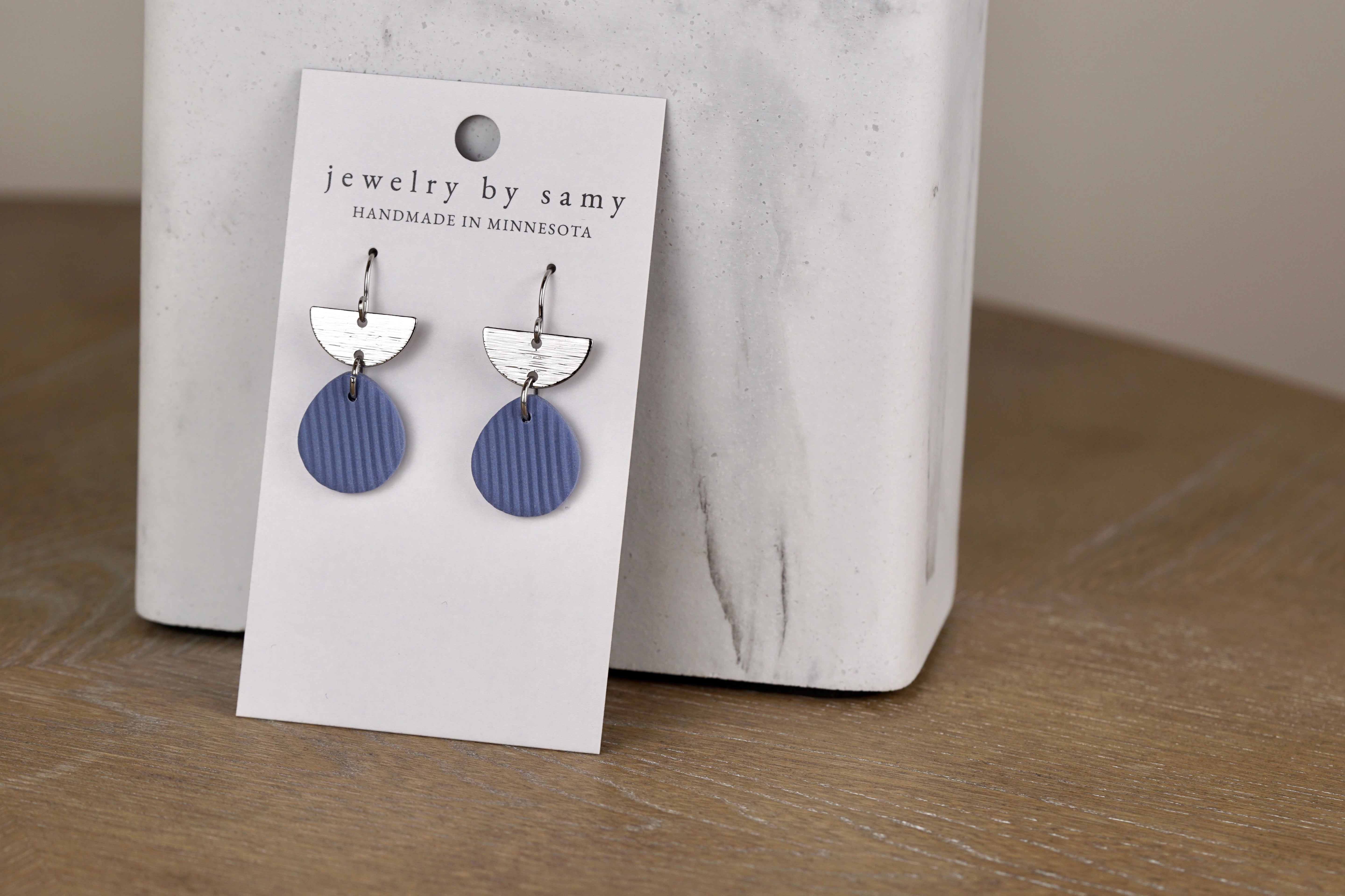 Striped Clay Teardrop Earrings