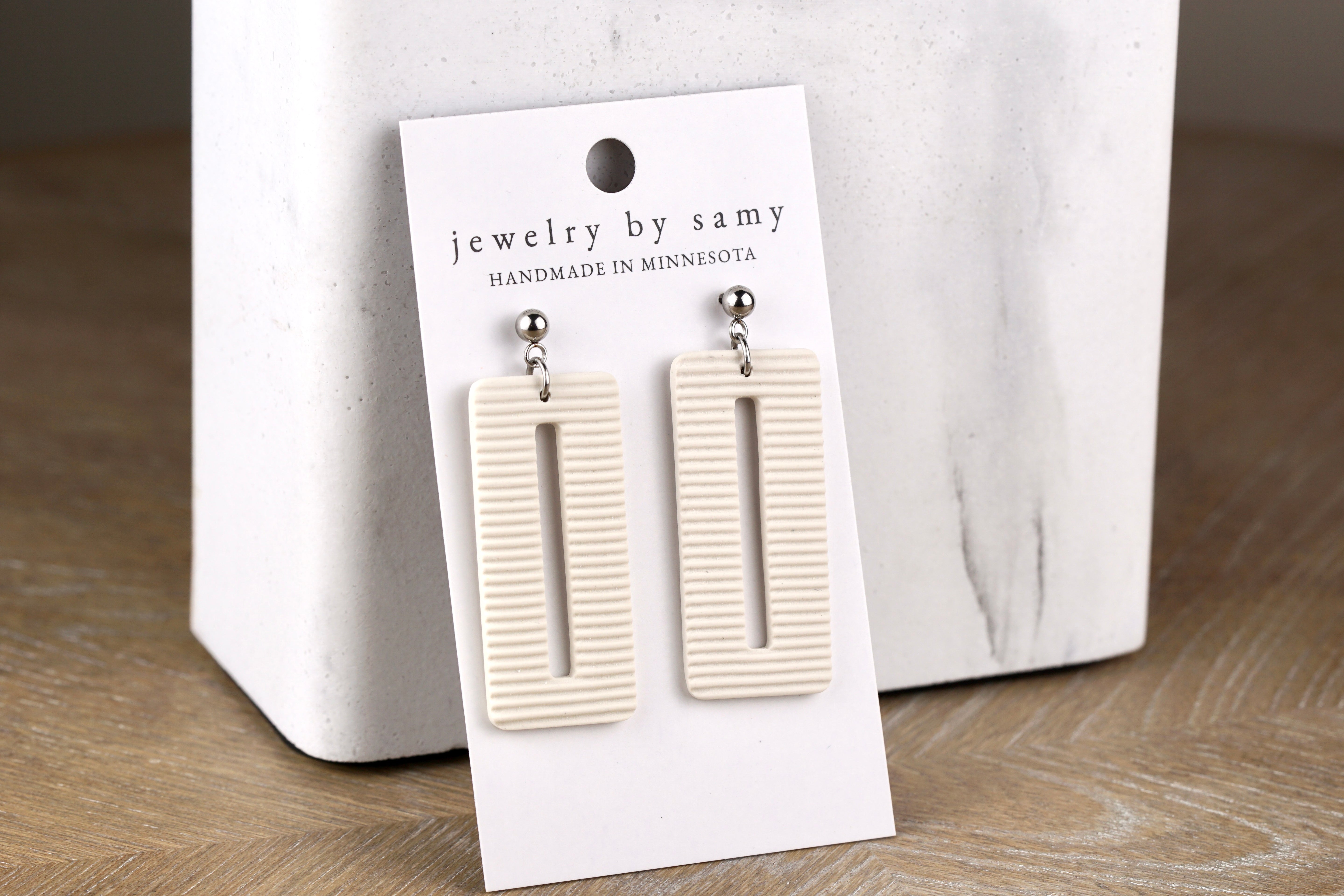 Striped Clay Rectangle Earrings