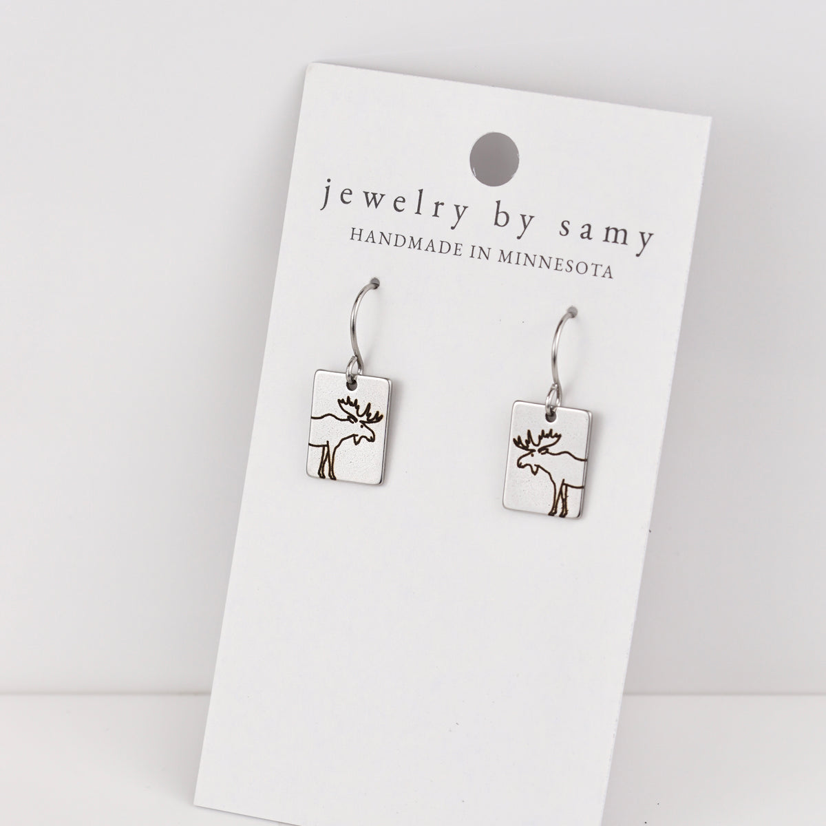 Engraved Moose Outline Earrings
