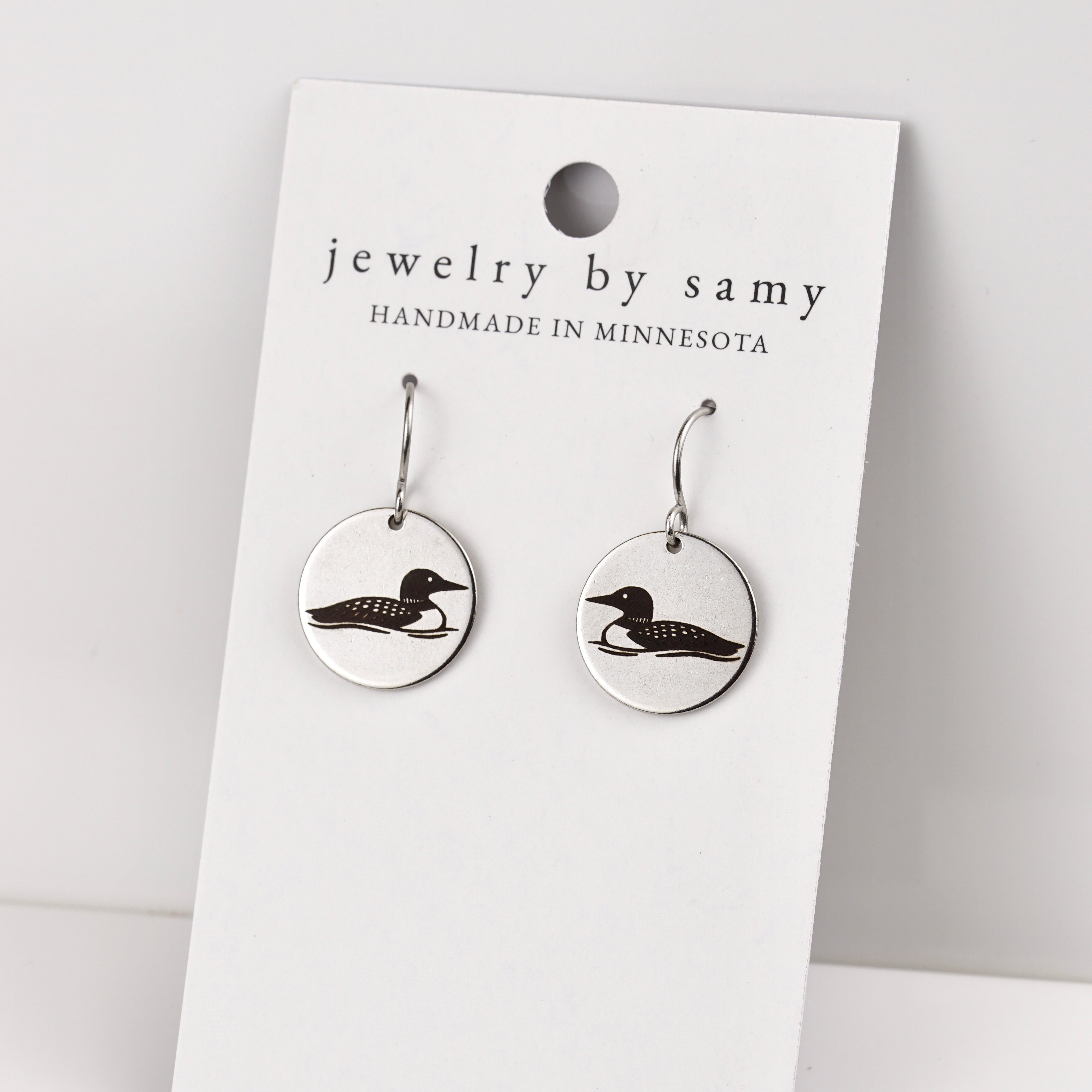 Engraved Loon Earrings