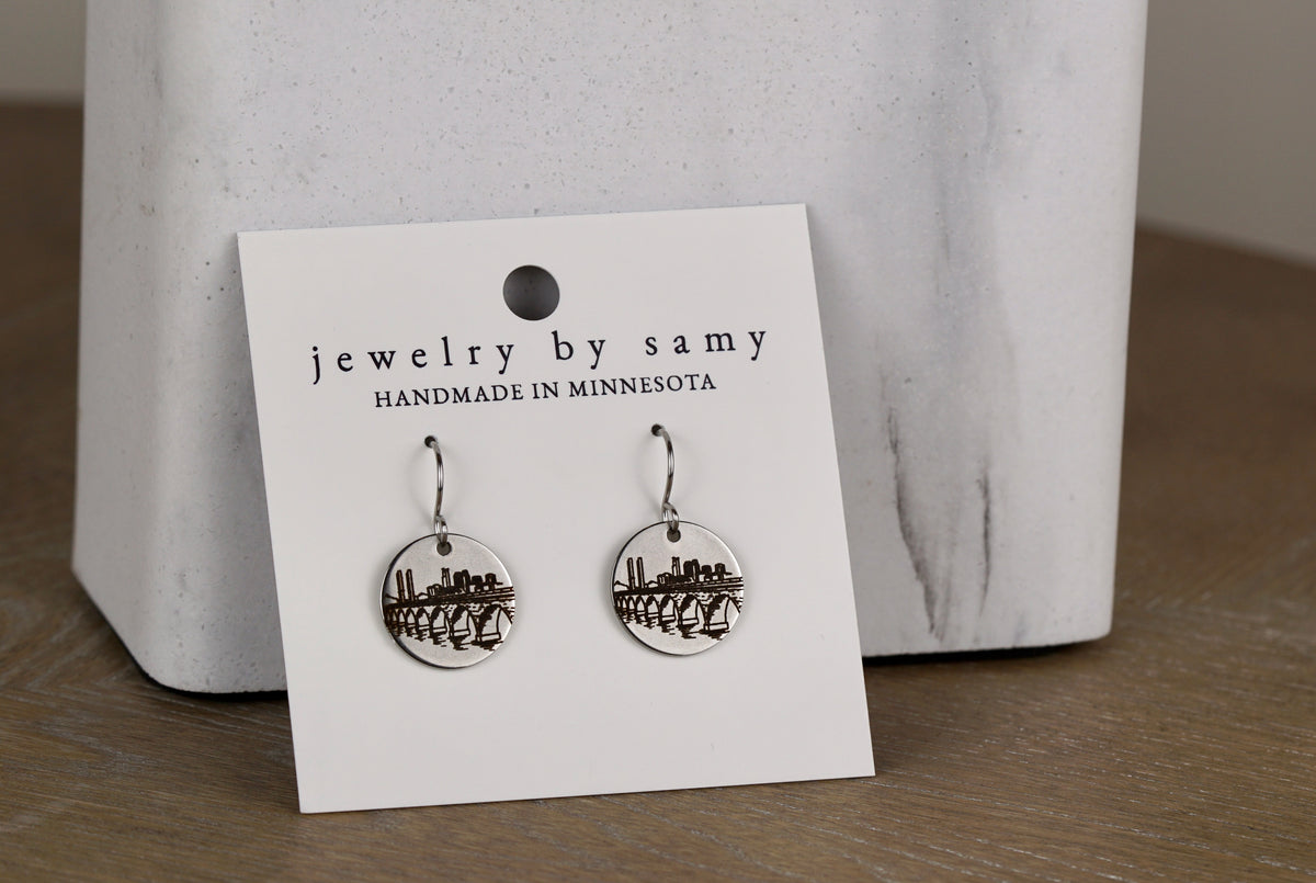 Engraved Stone Arch Bridge Earrings