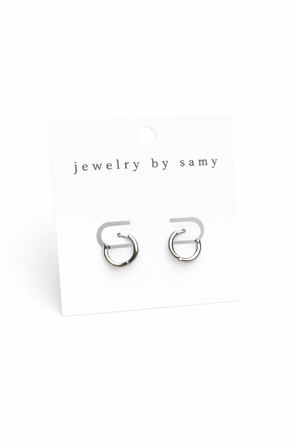 Silver Round Huggie Hoop Earrings