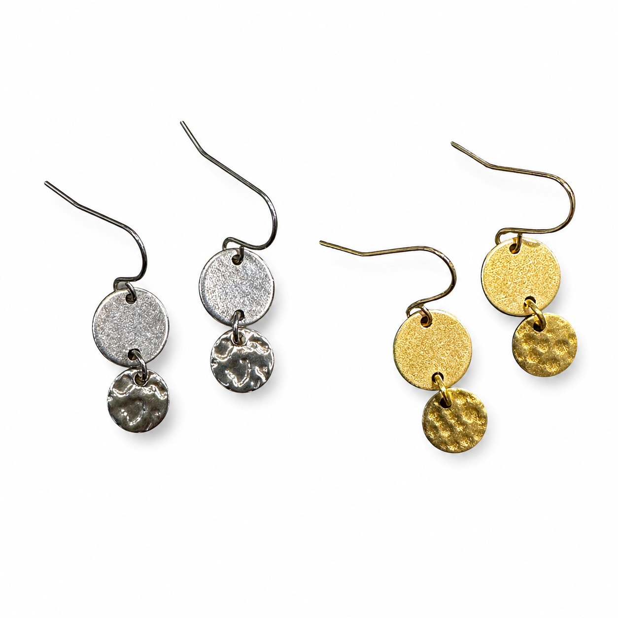 Dainty Double Disc Earrings