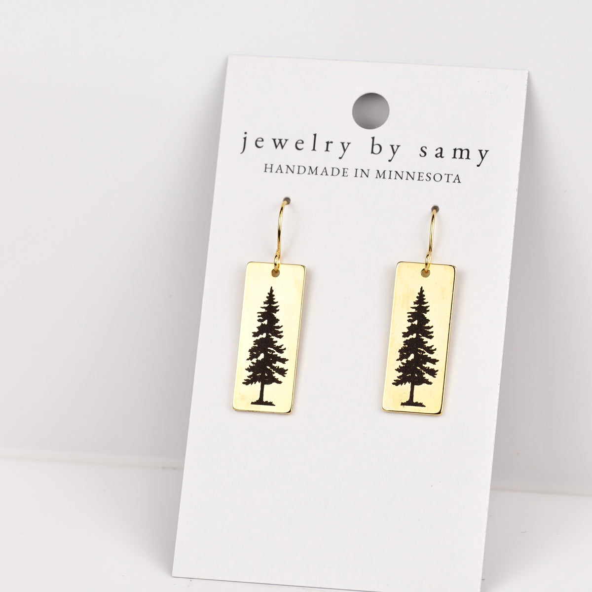 Engraved Pine Tree Earrings