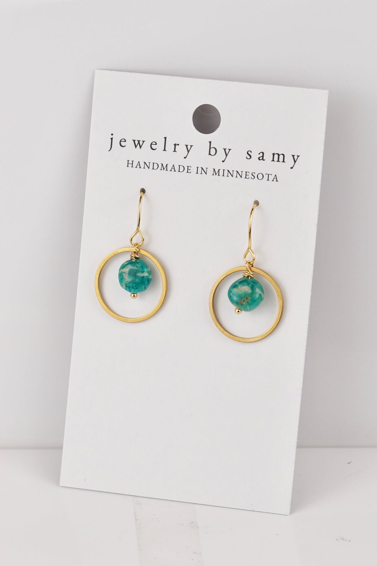 Amazonite Stone Halo Earrings