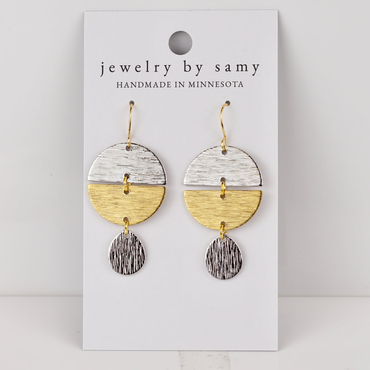 Mixed Metal Shape Earrings