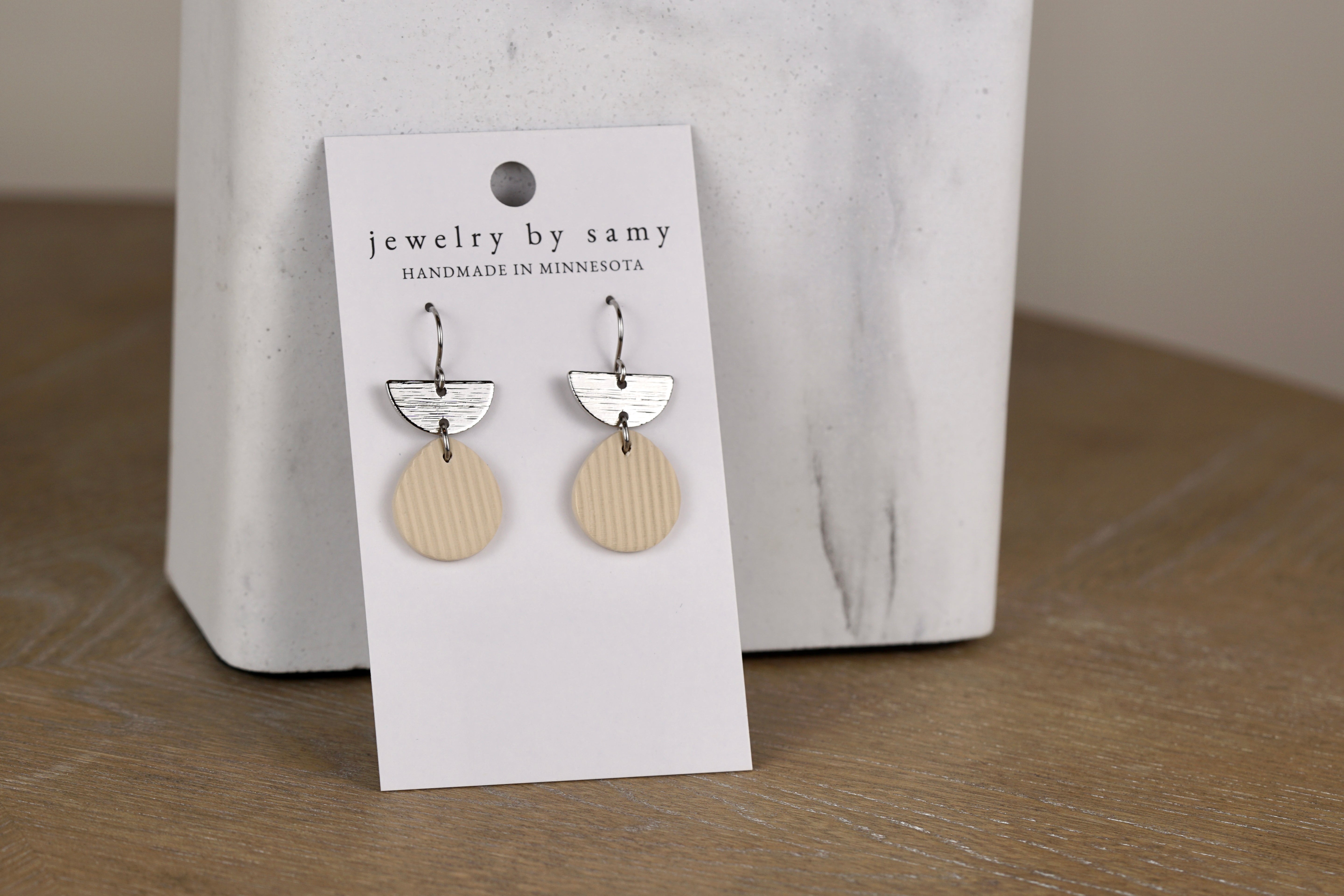 Striped Clay Teardrop Earrings