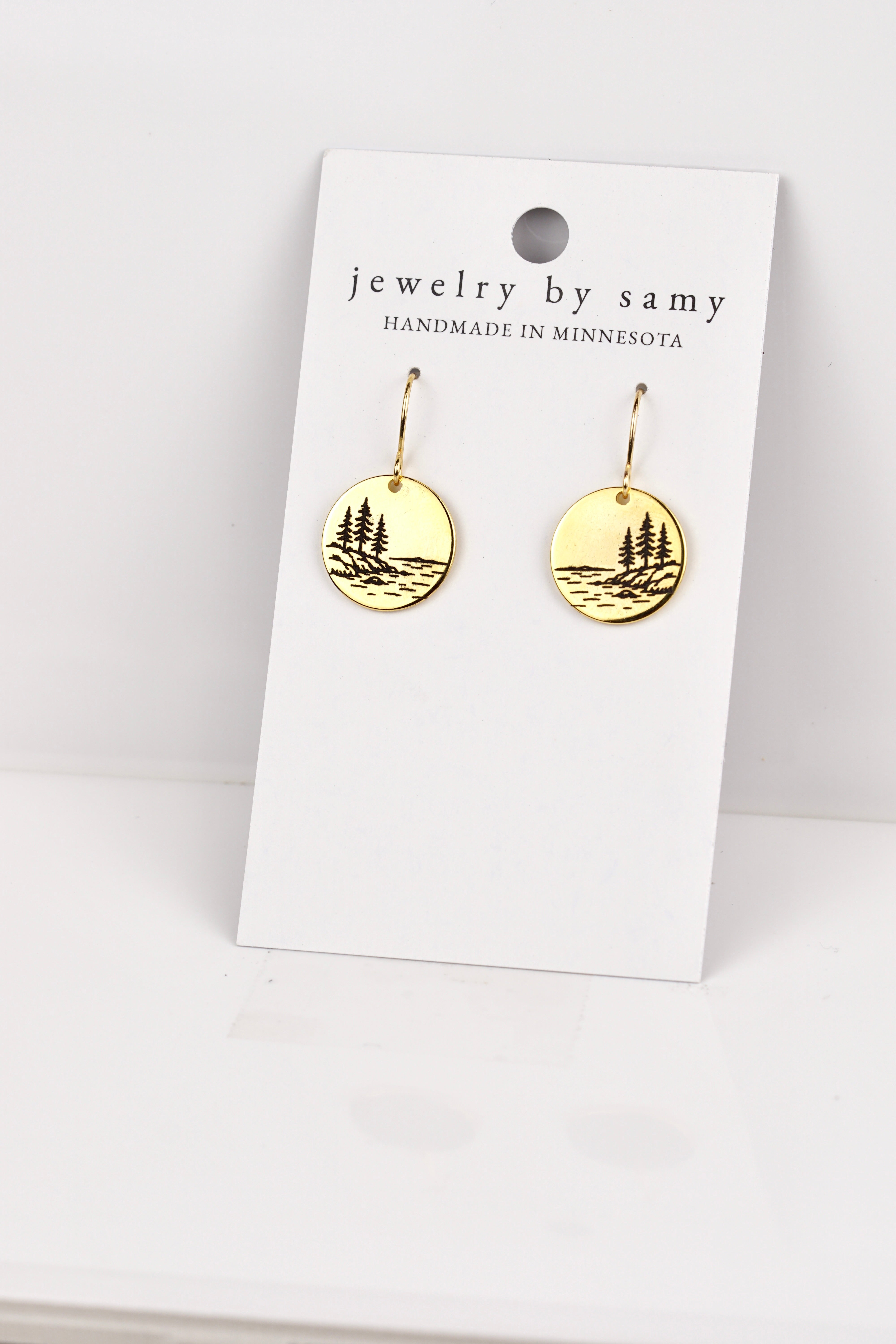 Coastal Pine Tree Engraved Earrings