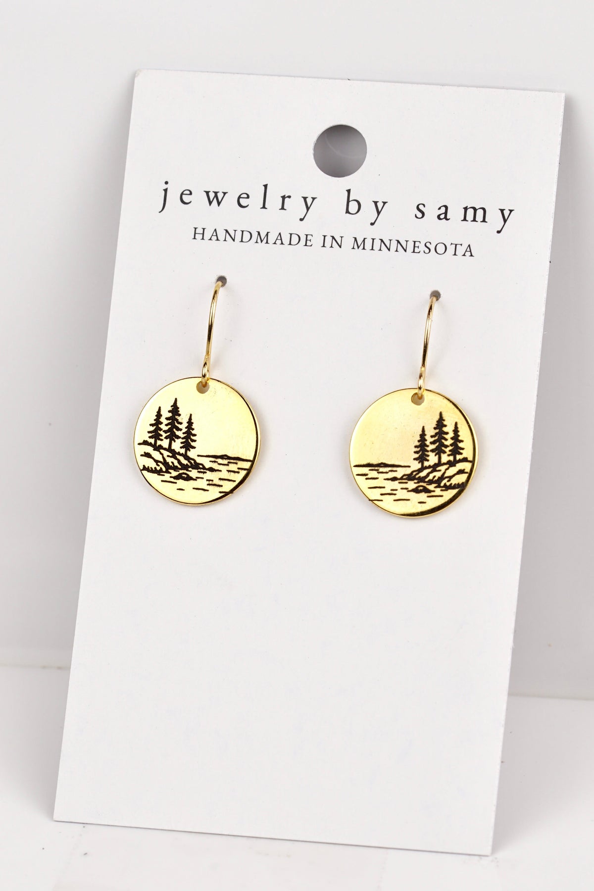 Coastal Pine Tree Engraved Earrings