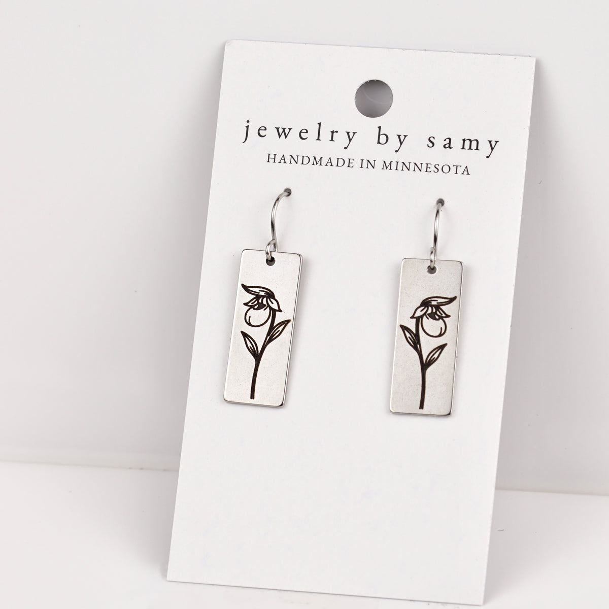 Engraved Lady Slipper Earrings