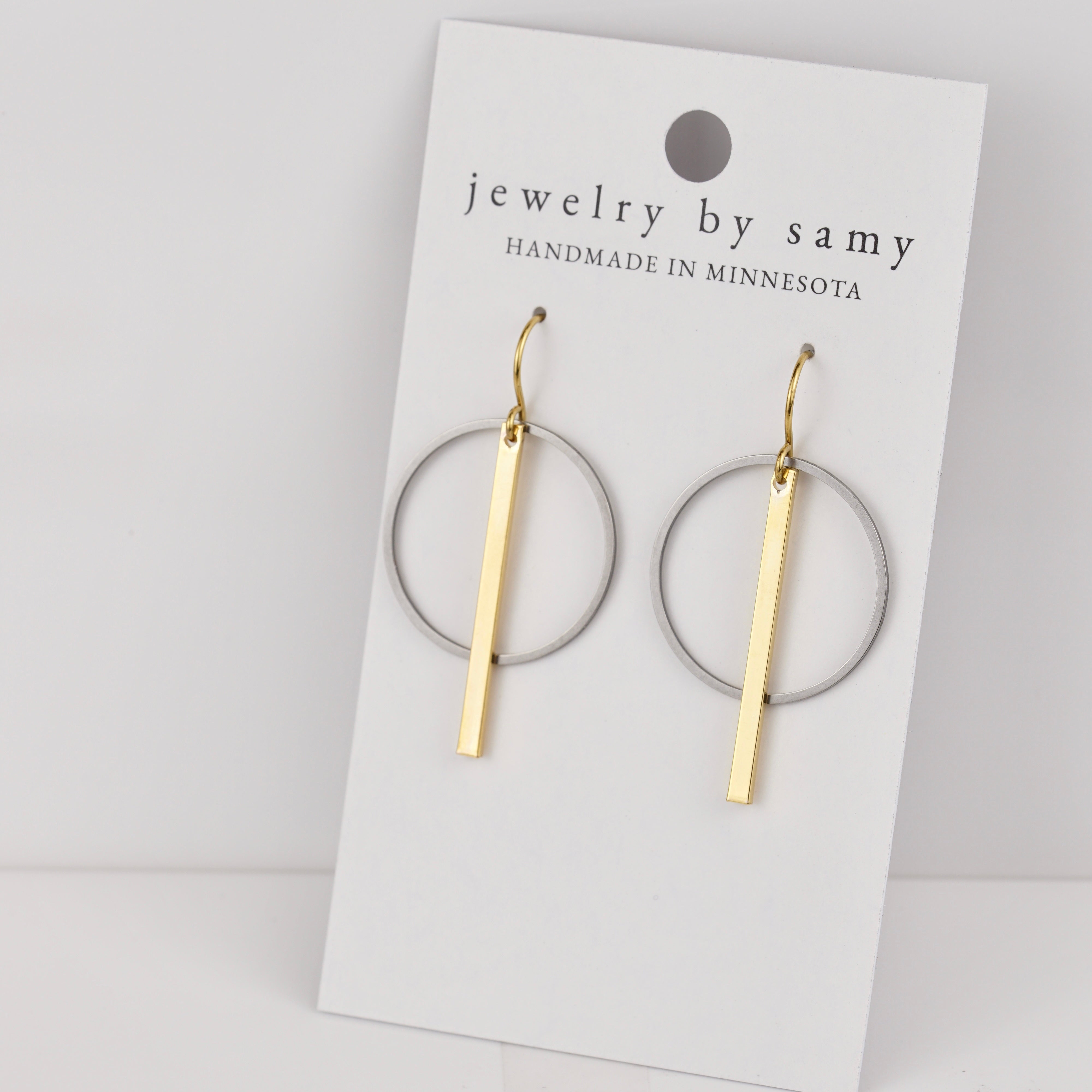 Mixed Metal Bar with Hoop Earrings
