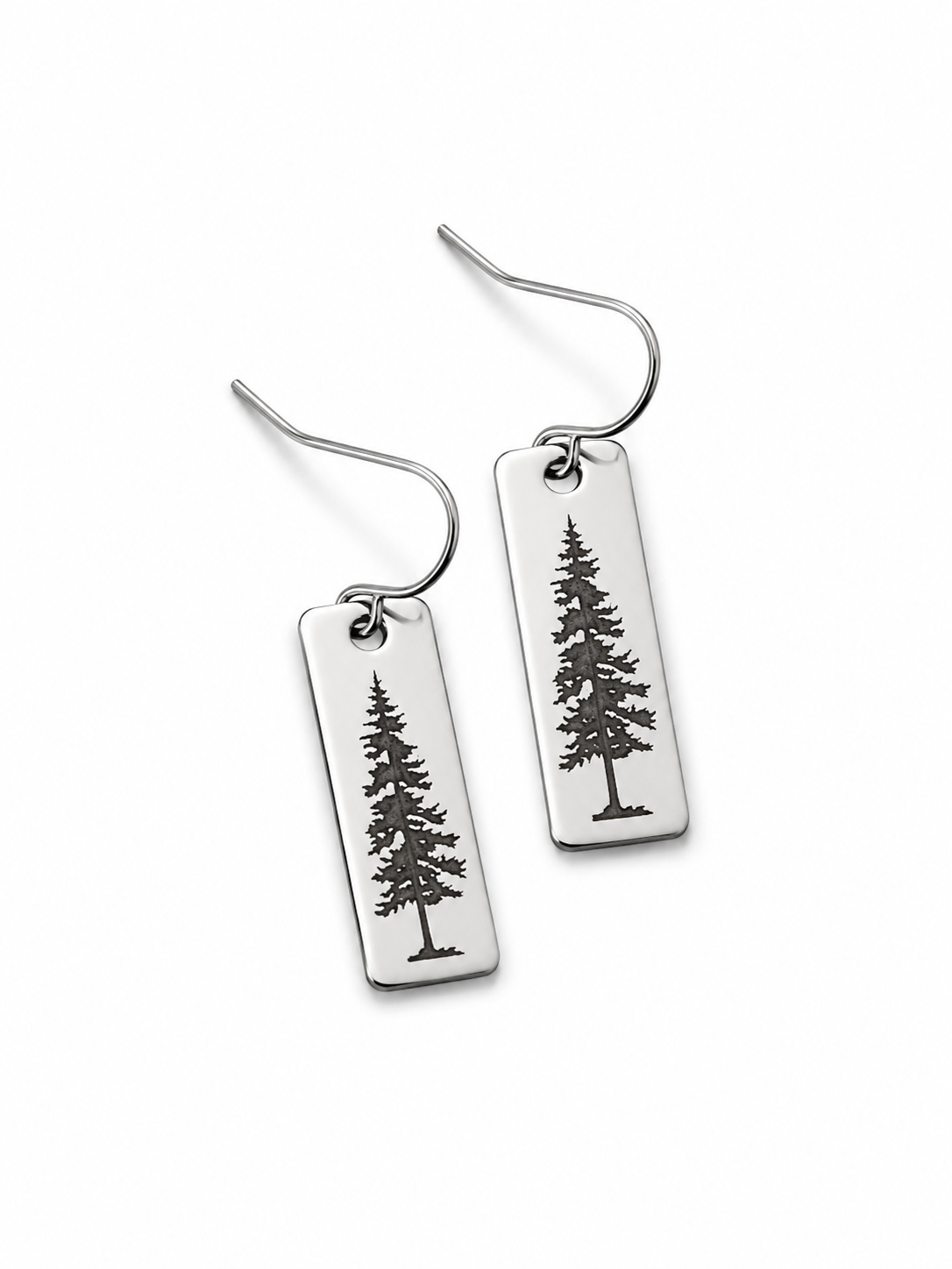 Engraved Pine Tree Earrings