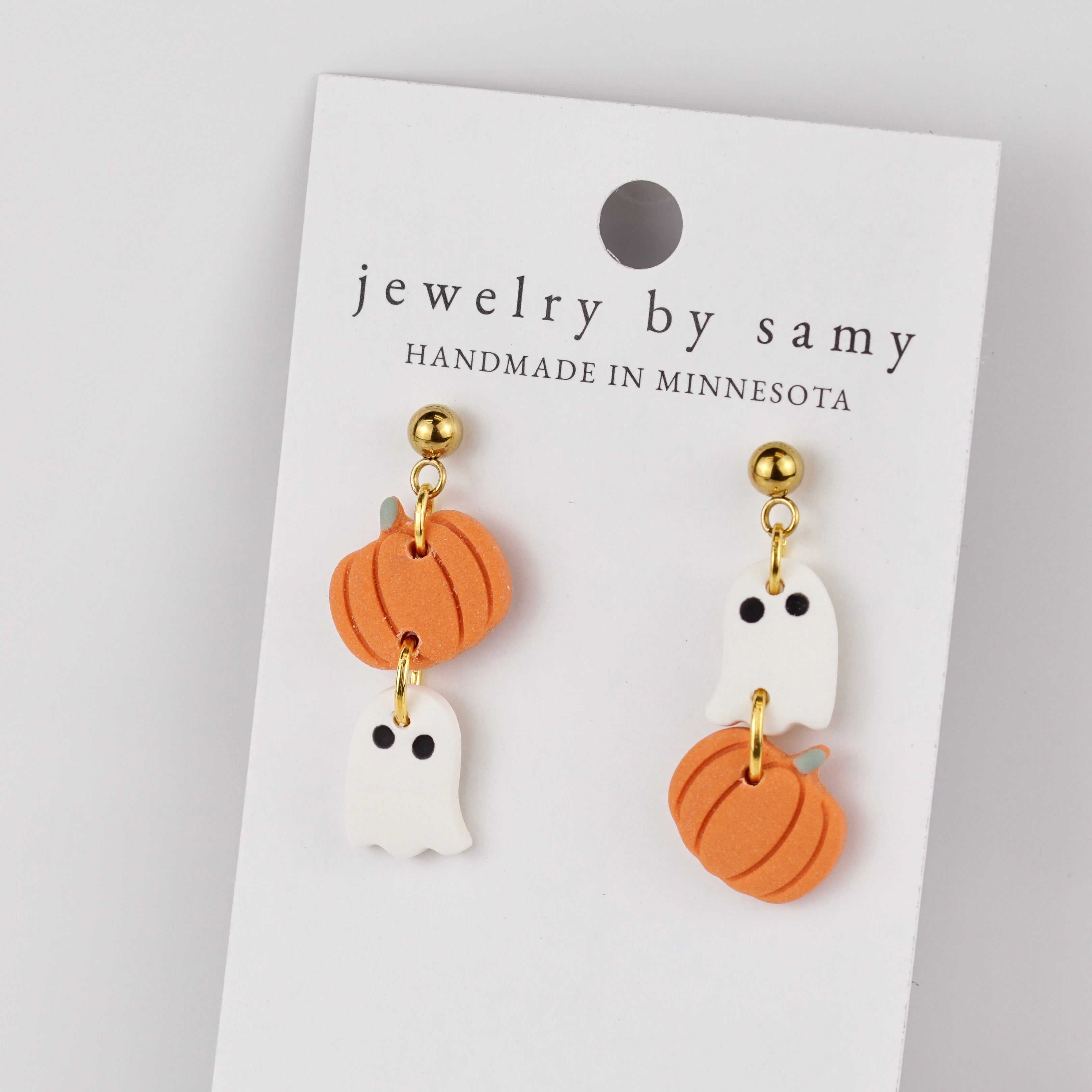 Pumpkin Ghost Dangle Earrings