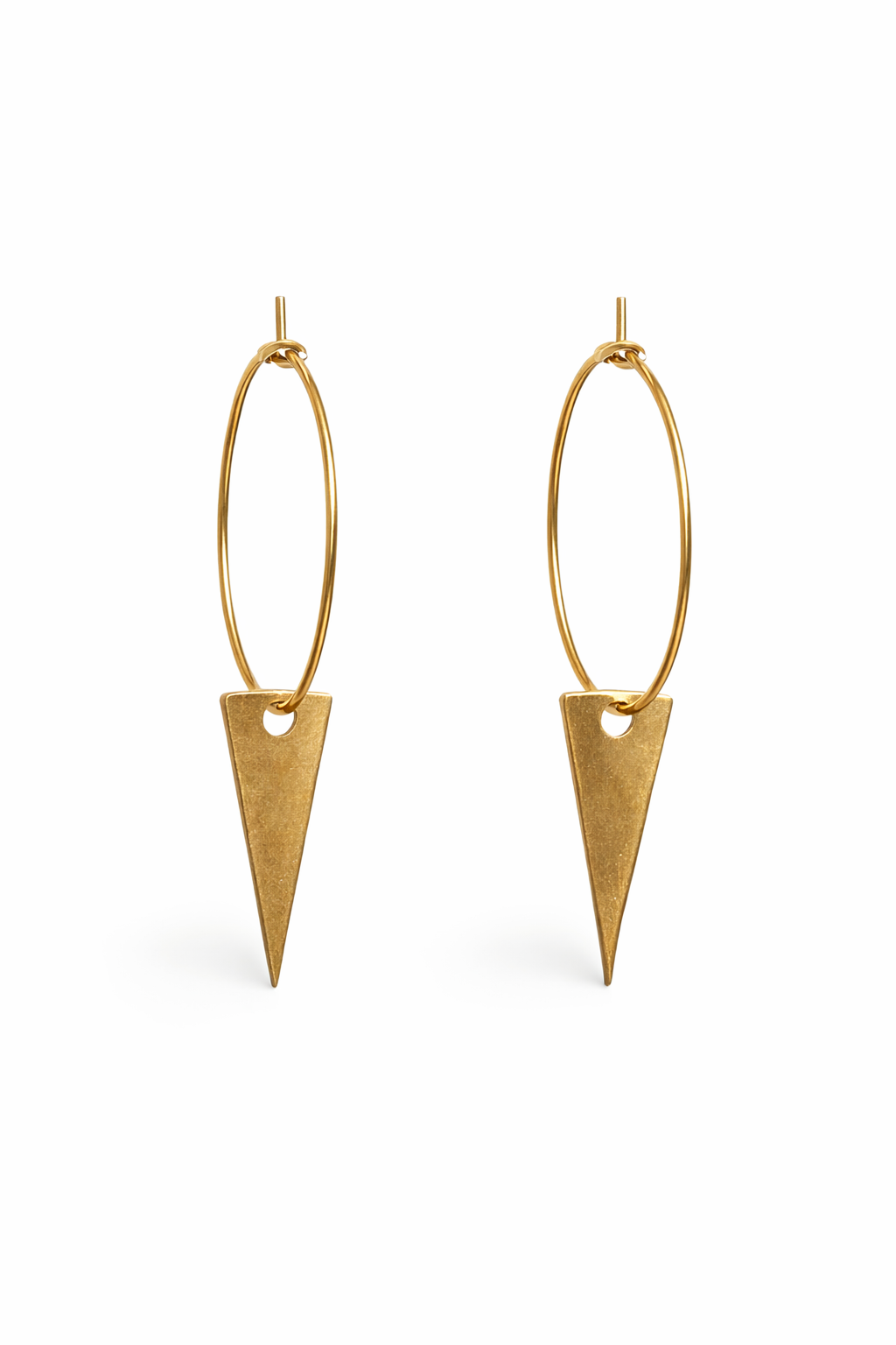 Triangle Earrings – Brushed Gold Silver Minimal Jewelry