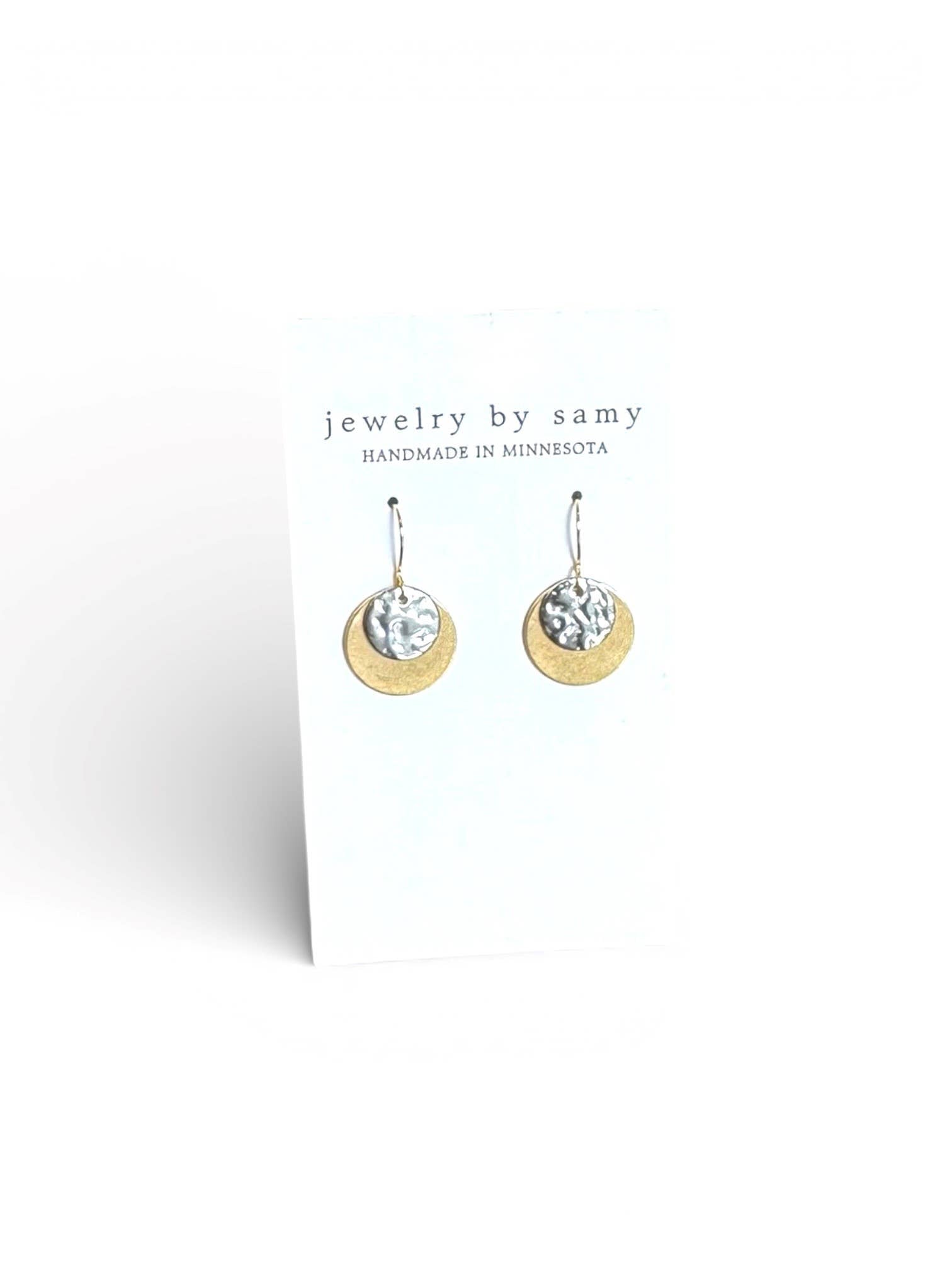 Two-Tone Circle Earrings – Minimal Jewelry