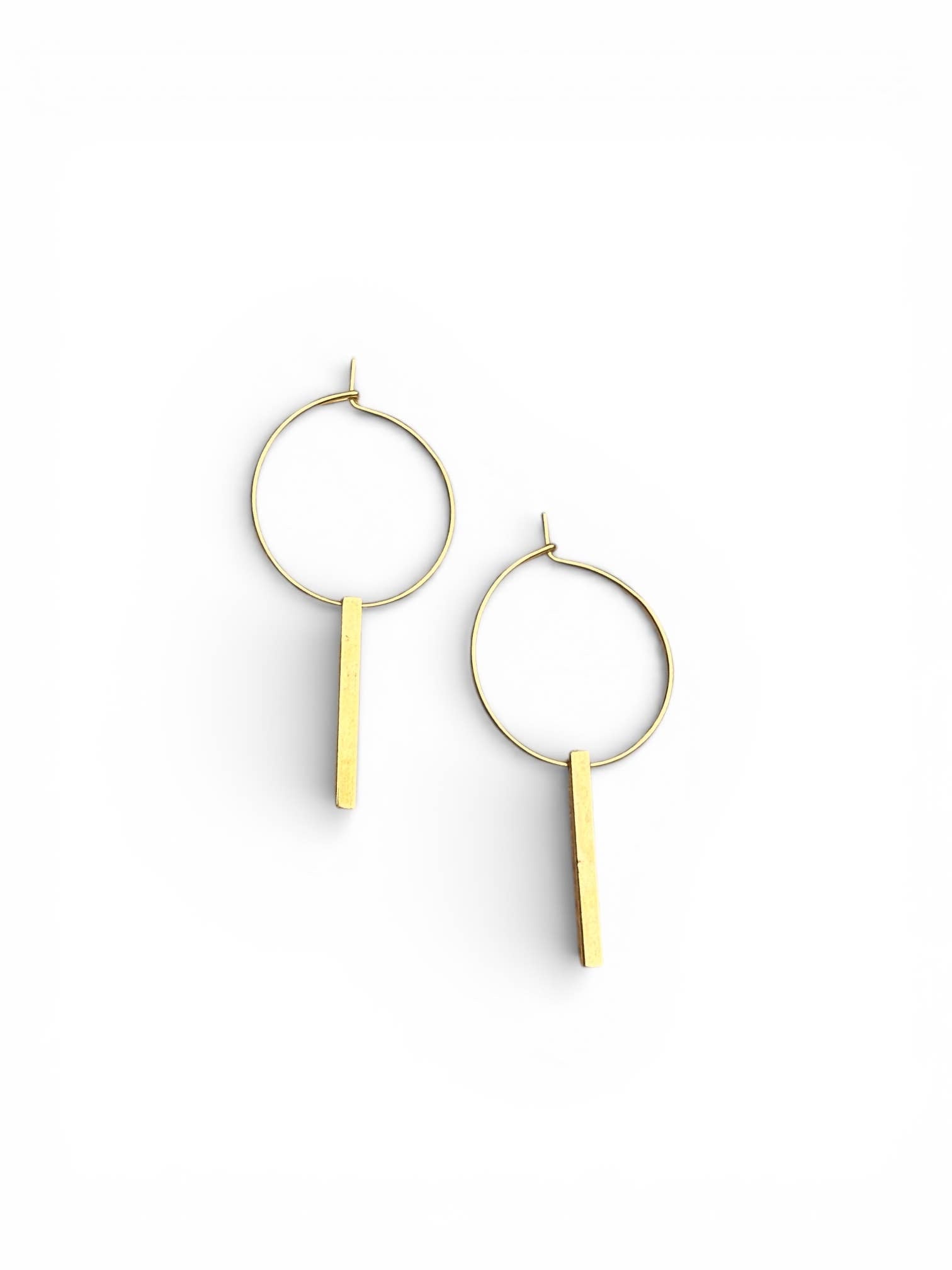 Metal Bar Hoop Earrings – Gold Silver Minimal Jewelry