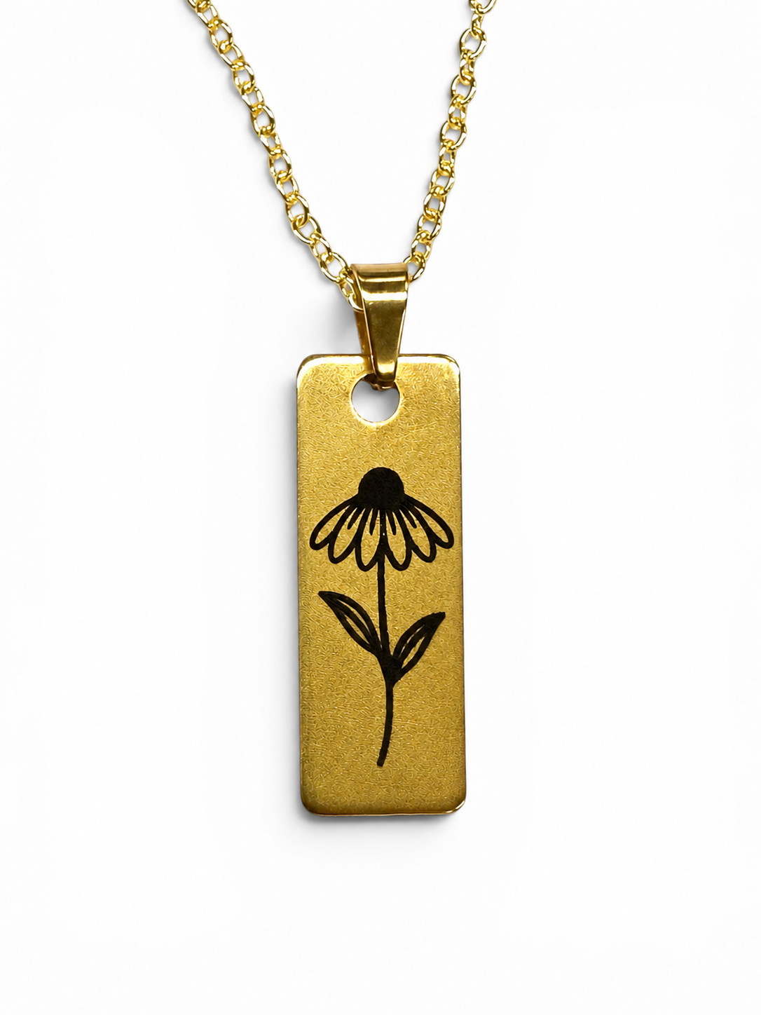 Engraved Coneflower Necklace