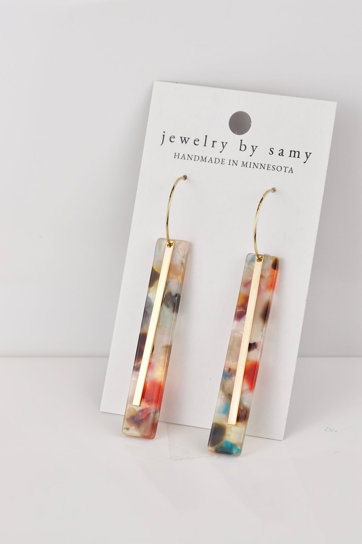 Marbled Acrylic Bar Hoop Earrings