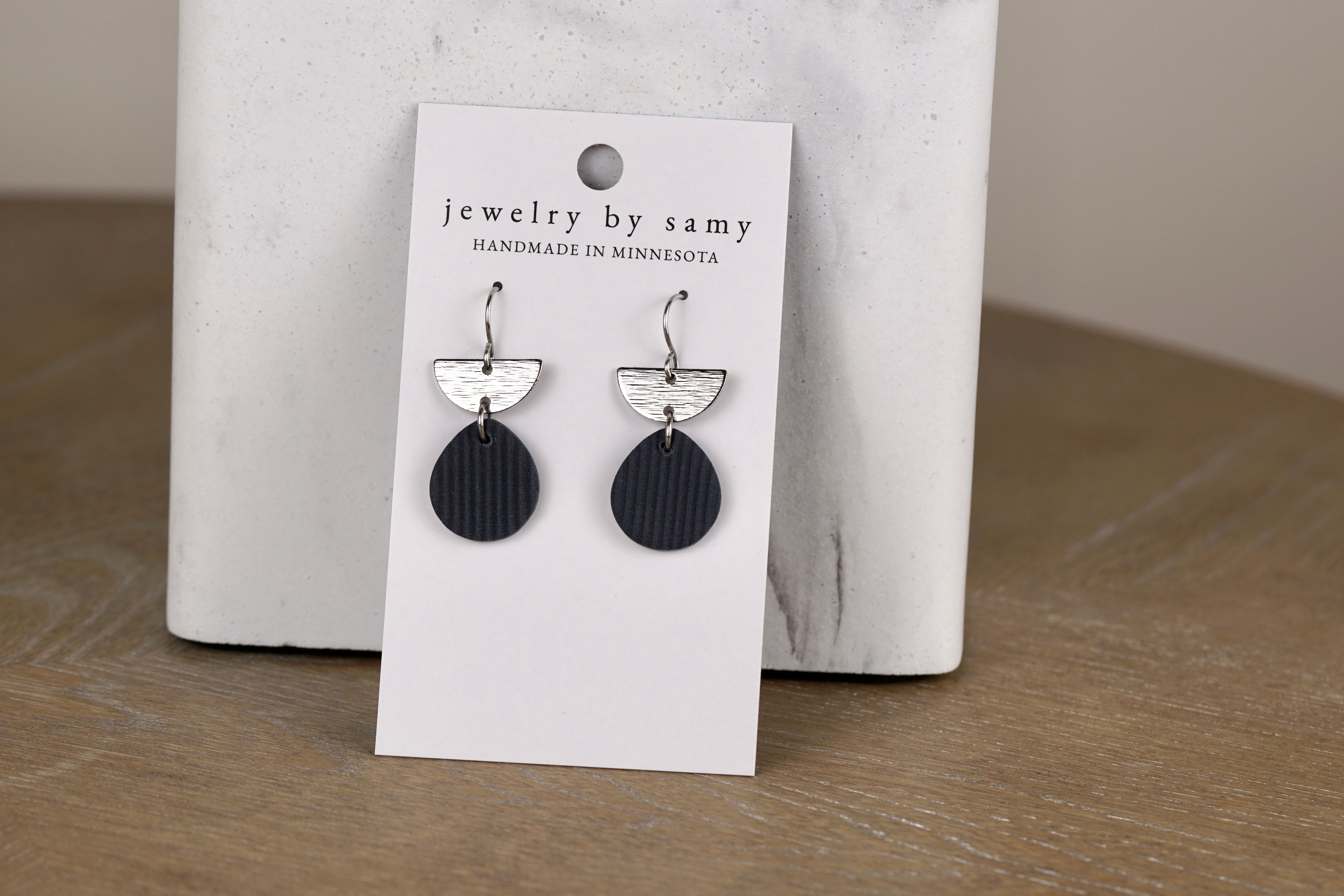 Striped Clay Teardrop Earrings
