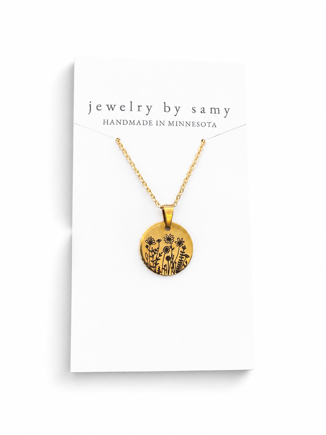 Engraved Wildflower Necklace