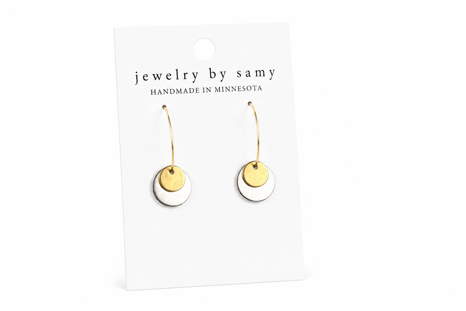 Mixed Metal Dot Hoop Earrings