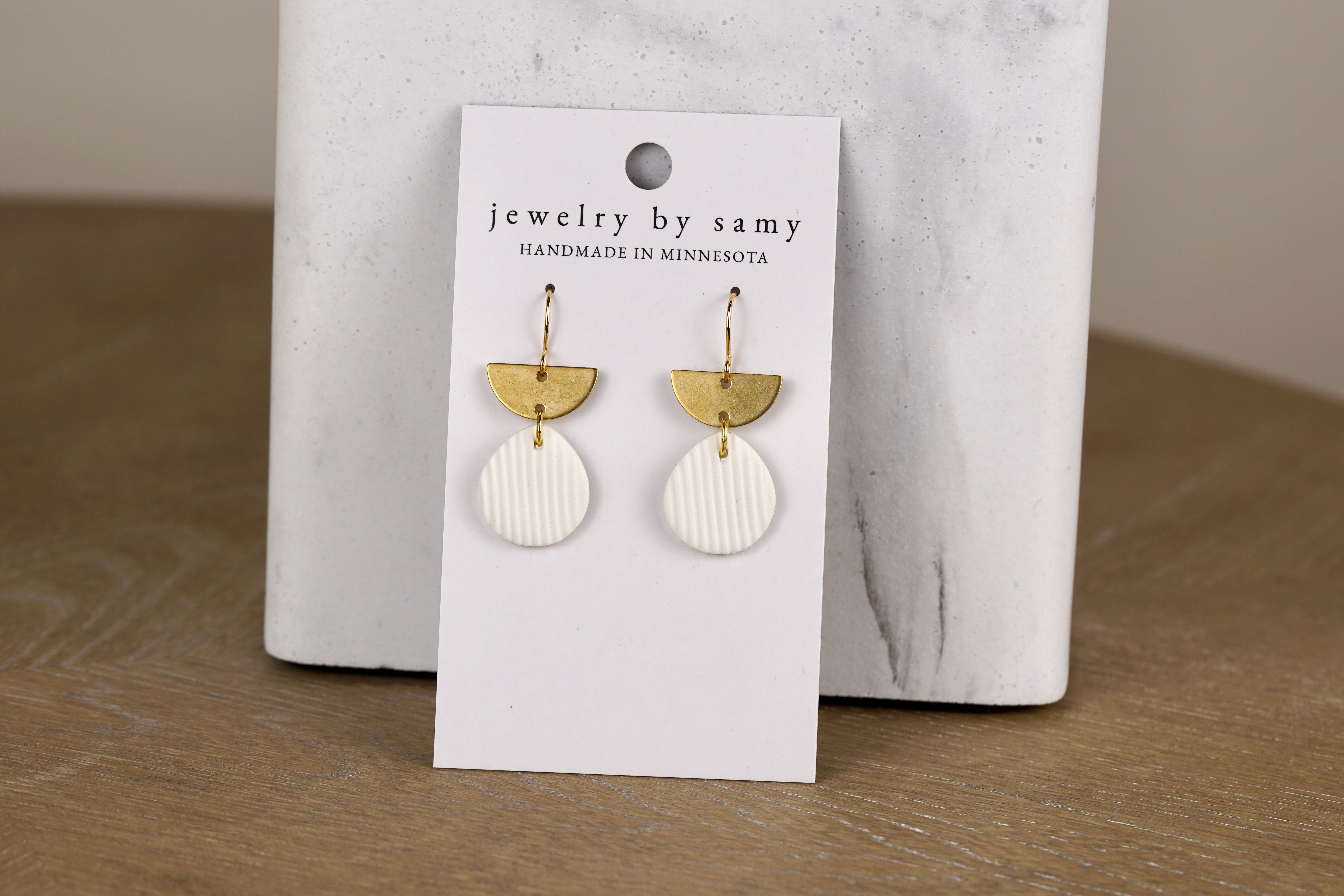 Striped Clay Teardrop Earrings