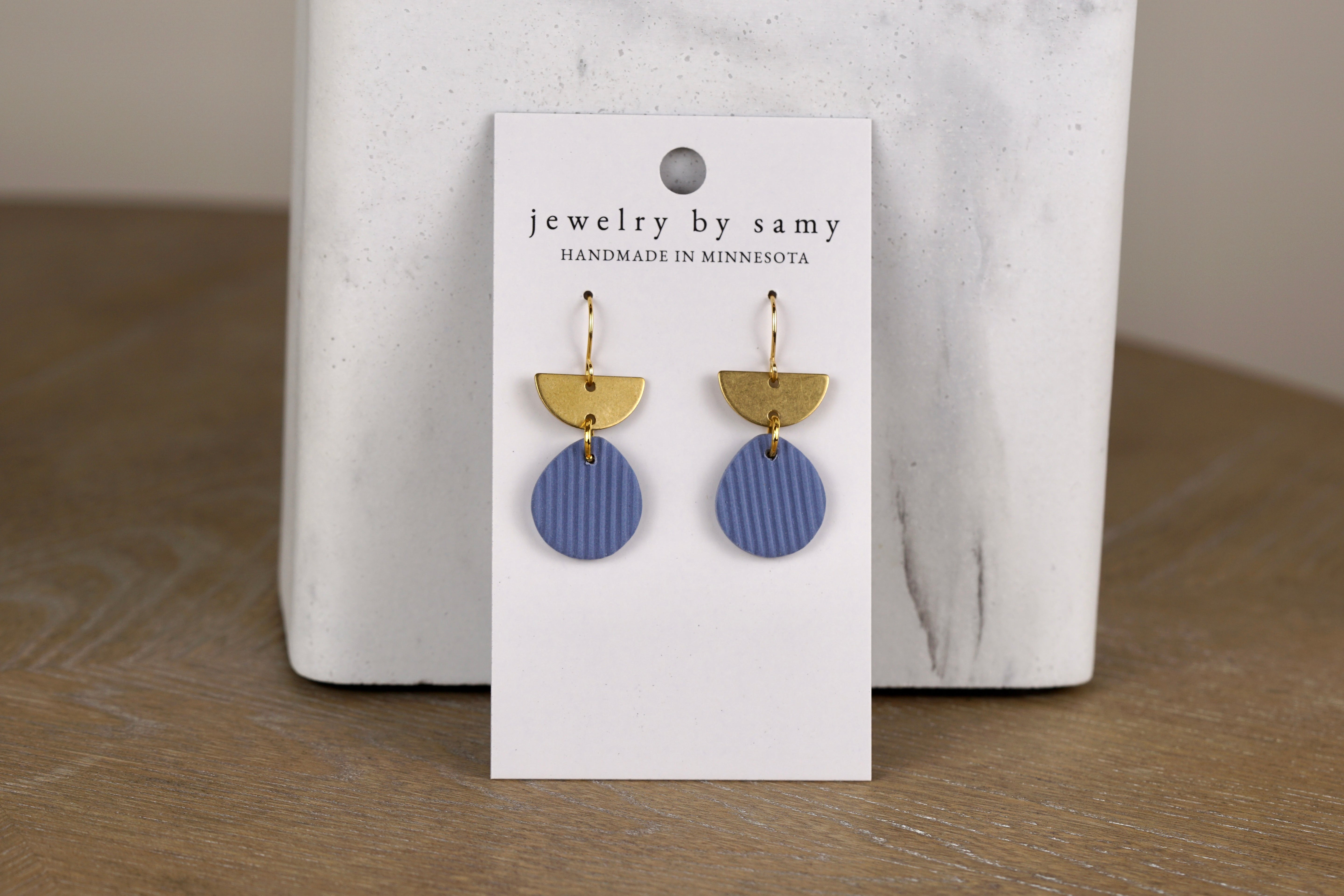 Striped Clay Teardrop Earrings