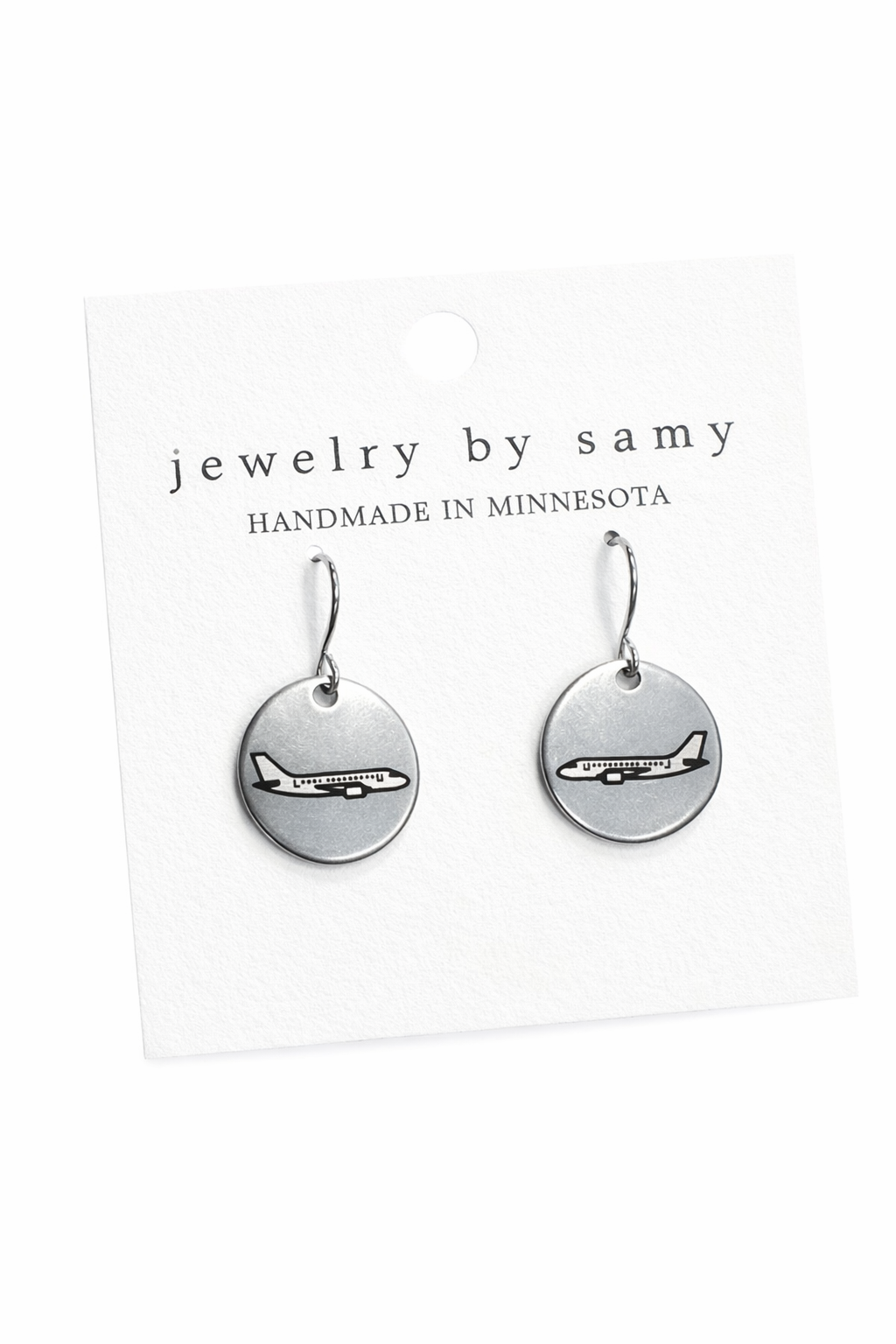 Engraved Airplane Earrings - Travel Jewelry Gift