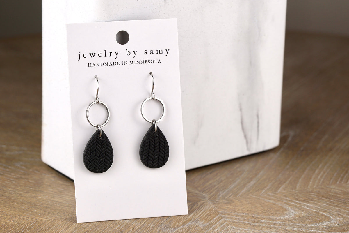 Clay Textured Teardrop Earrings