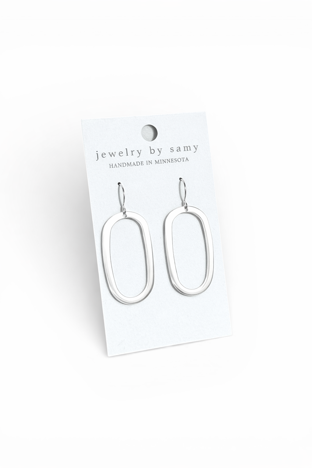 Elongated Oval Hoop Earrings – Modern Minimal Silver Jewelry