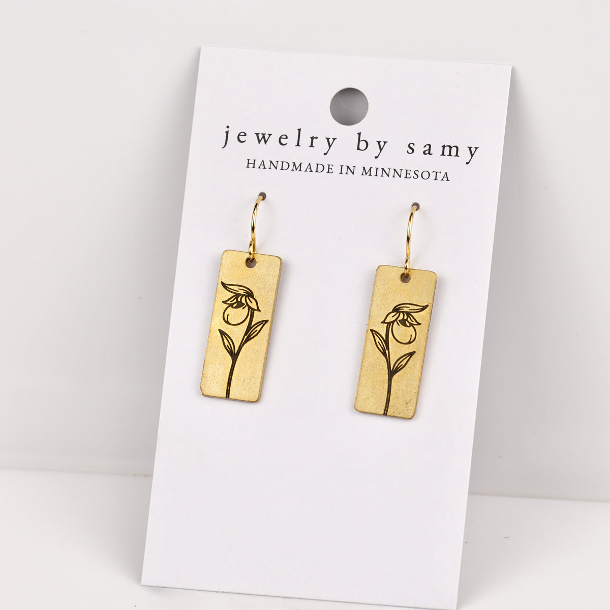 Engraved Lady Slipper Earrings