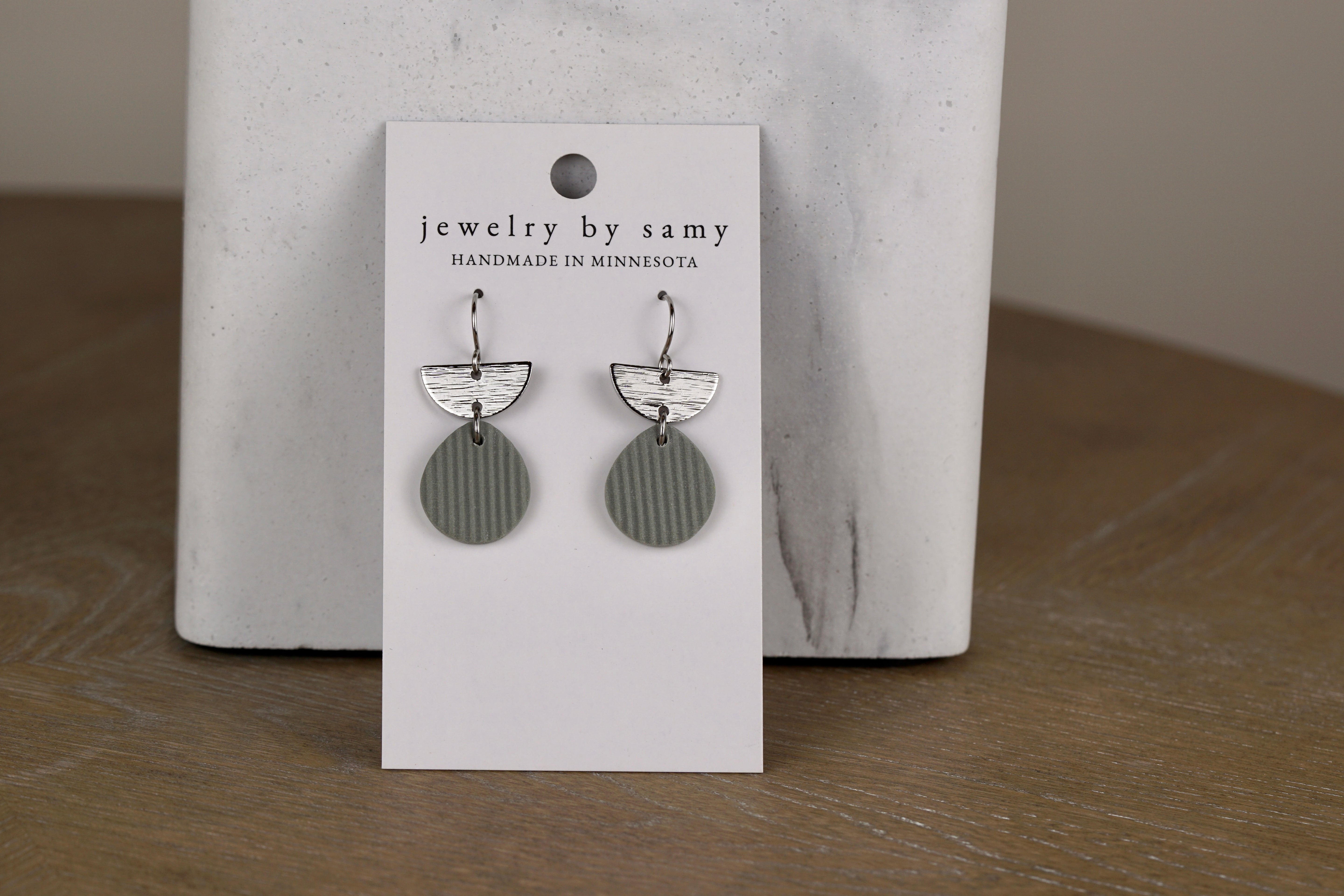 Striped Clay Teardrop Earrings