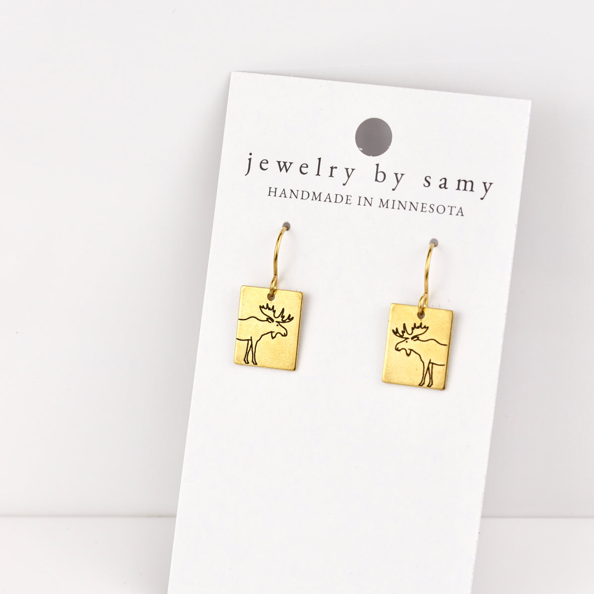 Engraved Moose Outline Earrings