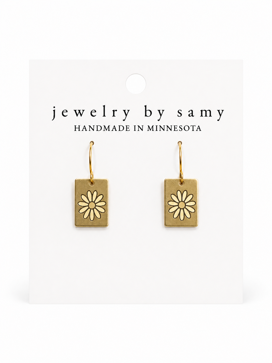 Daisy Minimal Square Earrings - Gold Garden Jewelry