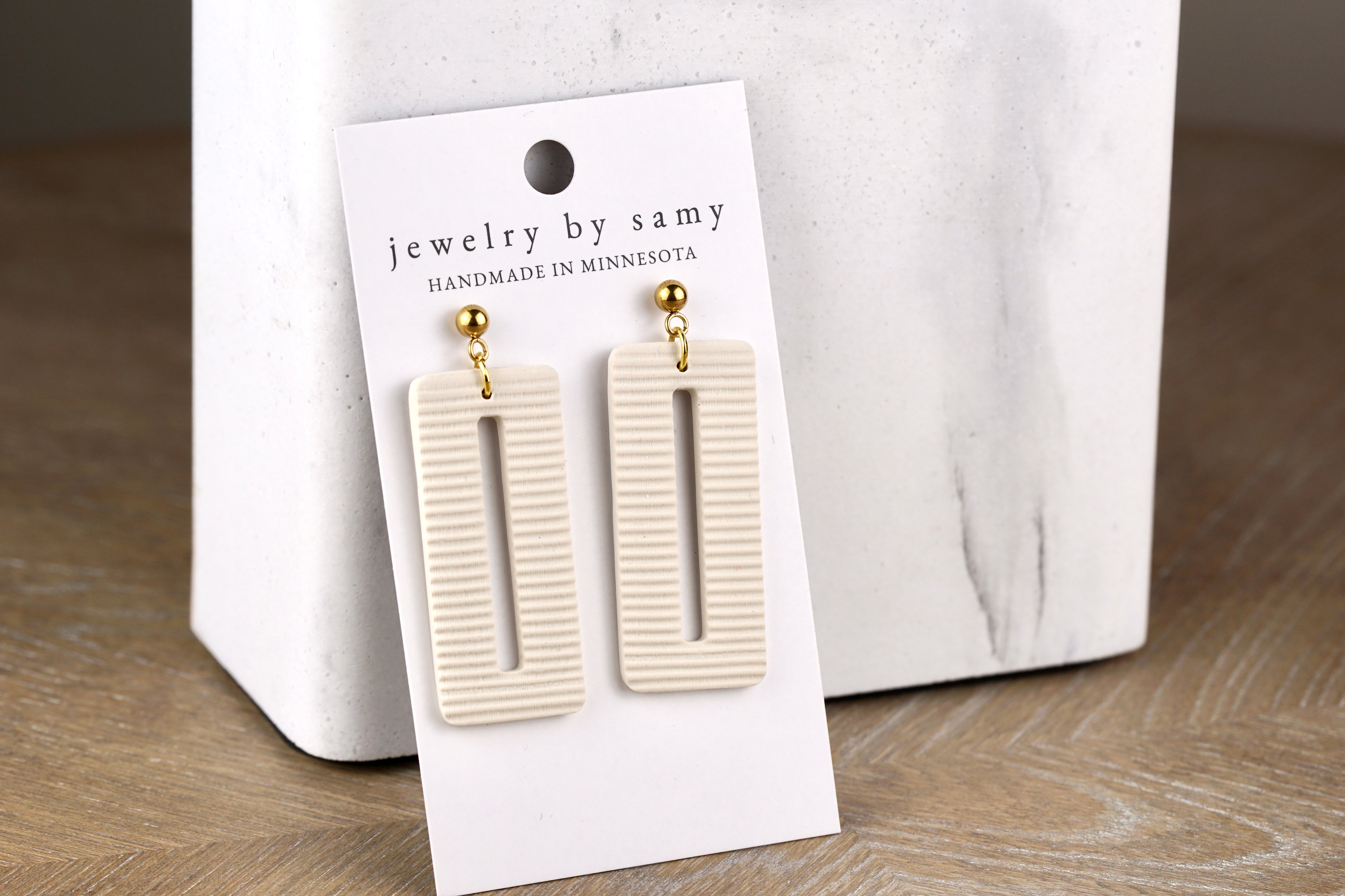 Striped Clay Rectangle Earrings