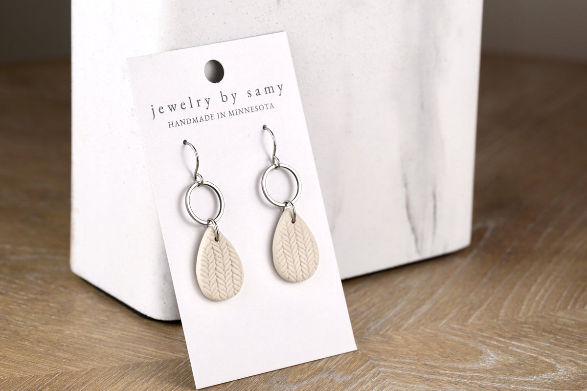 Clay Textured Teardrop Earrings