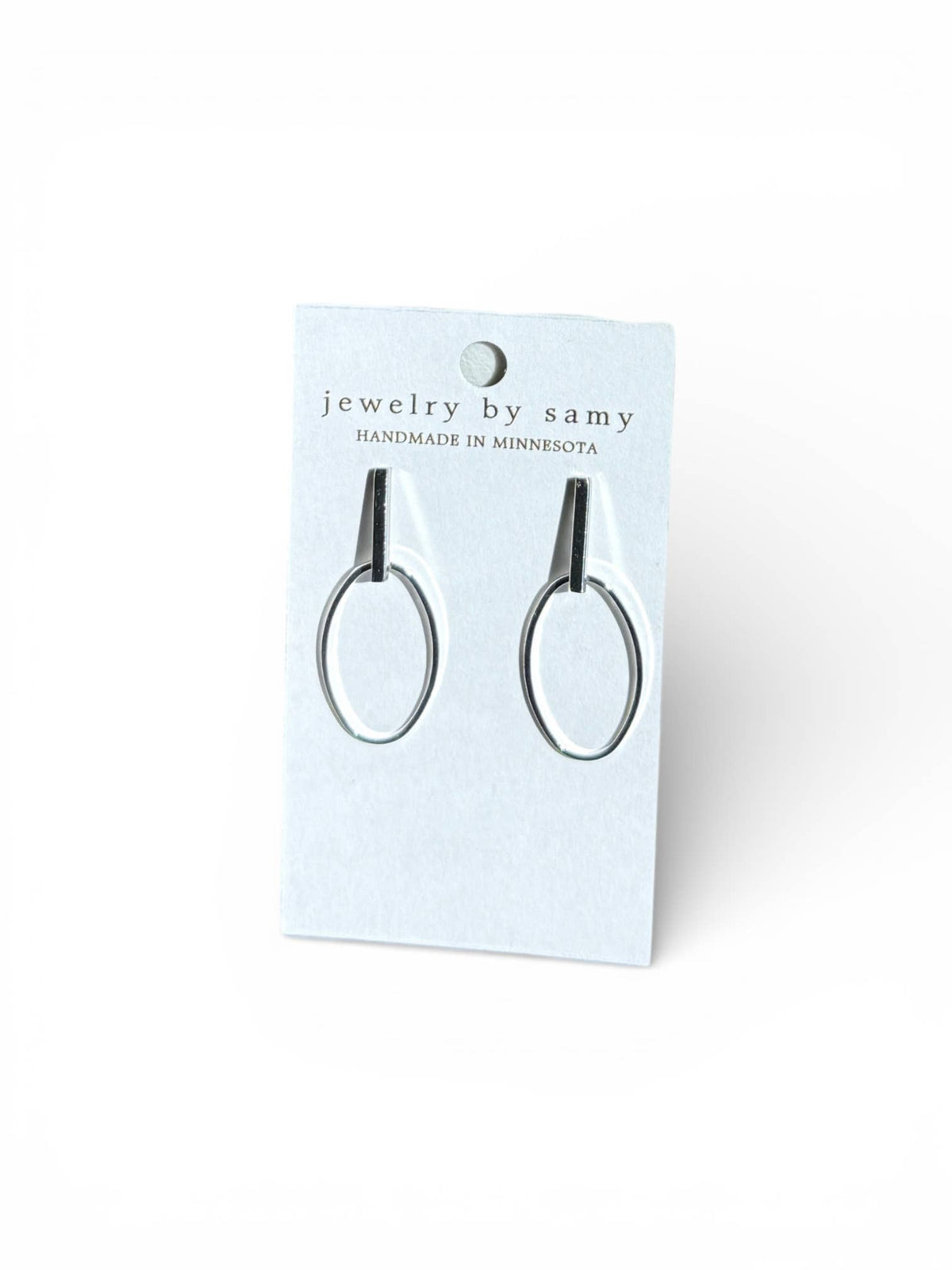 Metal Oval Stud Earrings