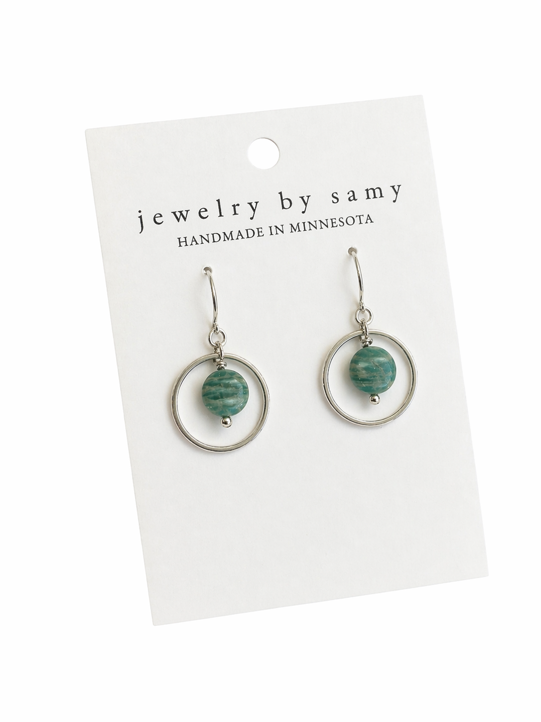 Amazonite Stone Halo Earrings