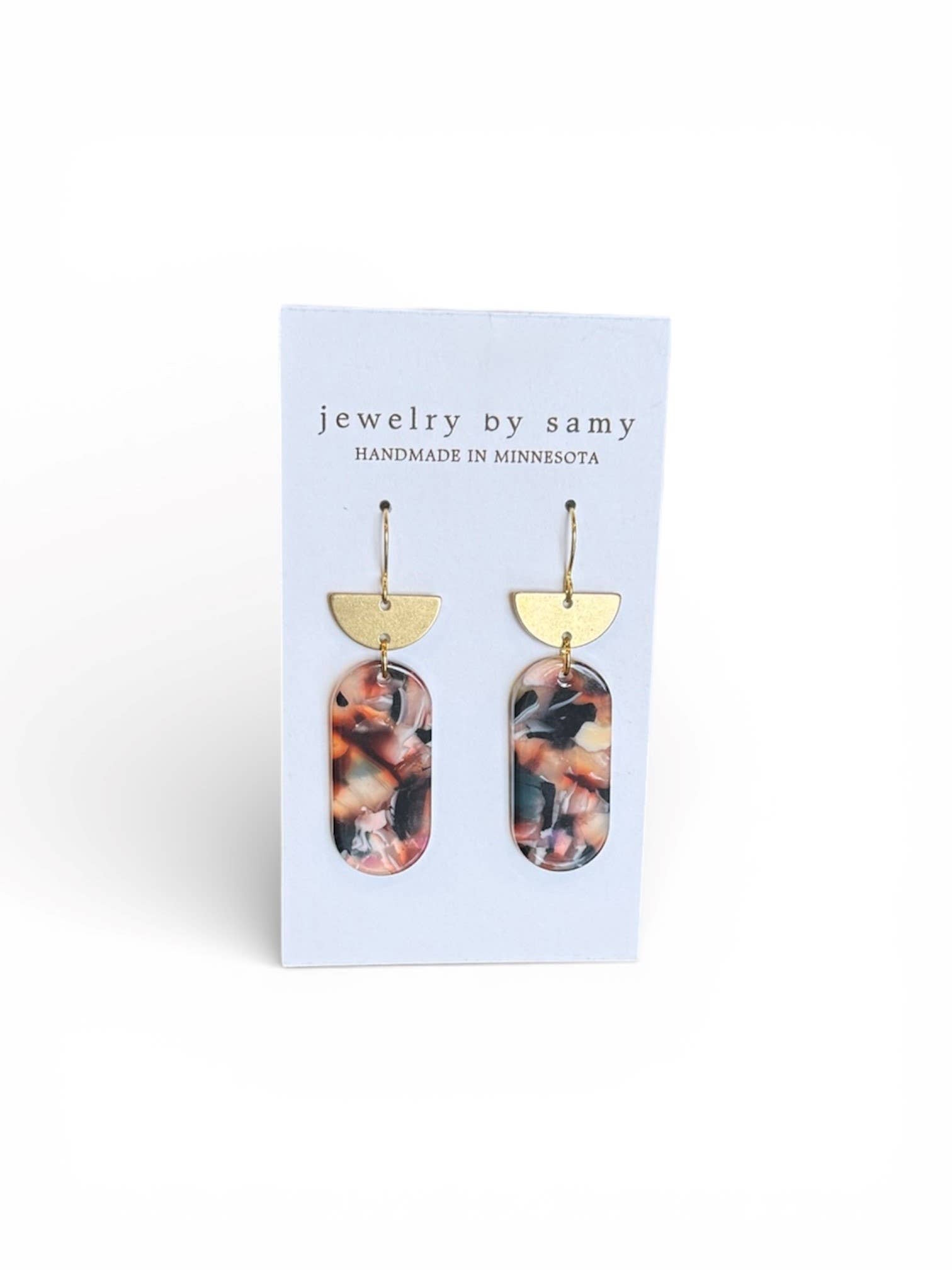 Marbled Acrylic Oval Earrings
