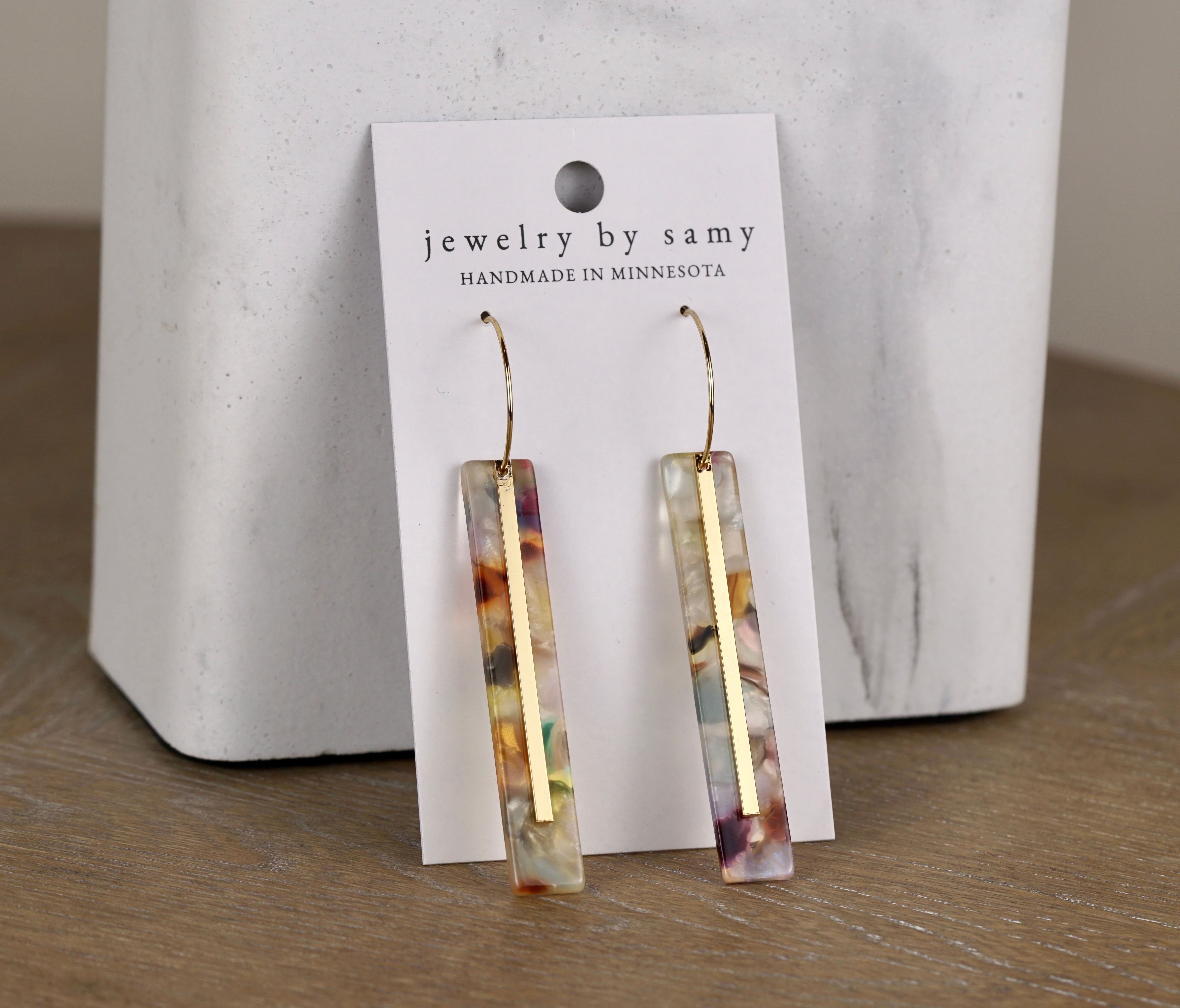 Marbled Acrylic Bar Hoop Earrings