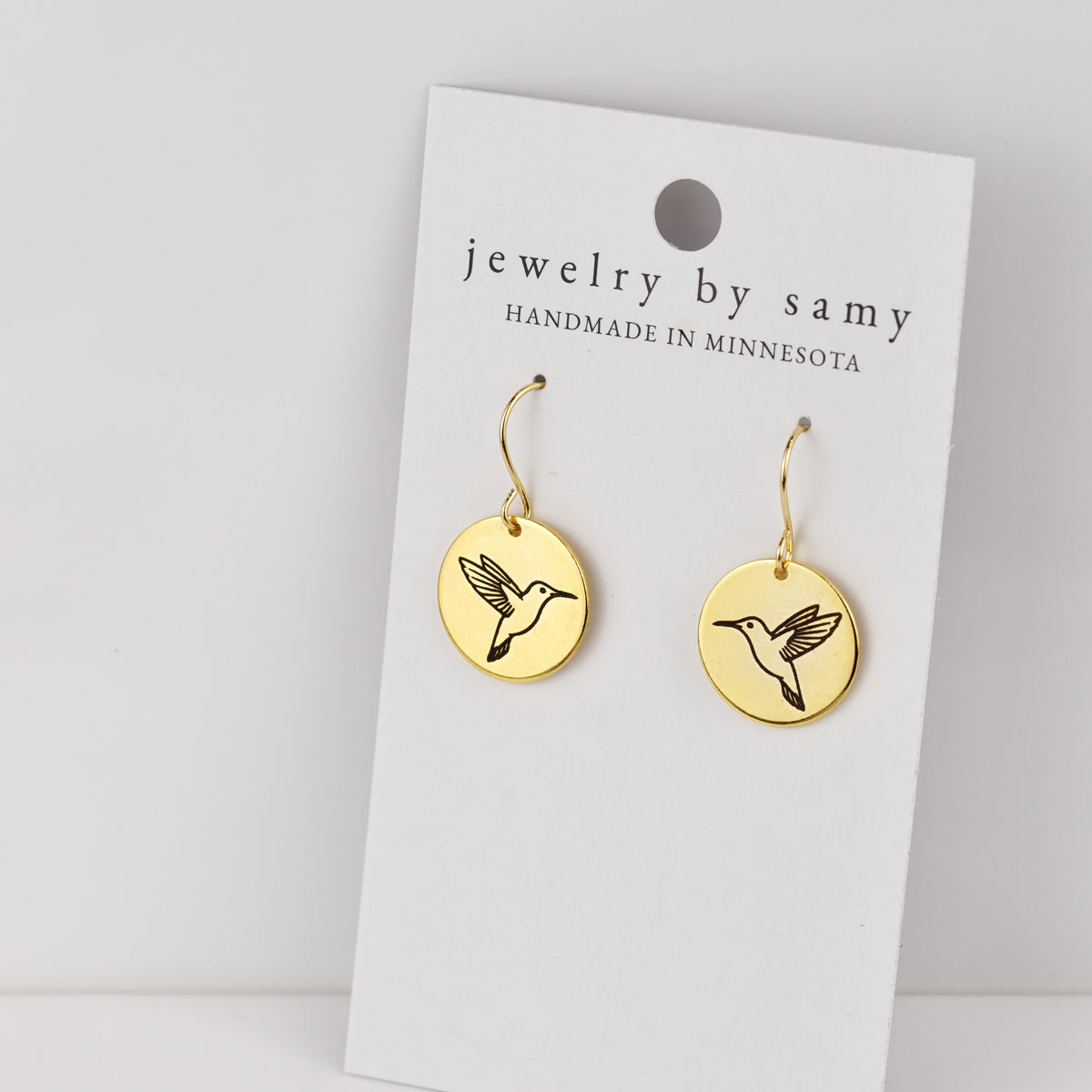 Engraved Hummingbird Earrings