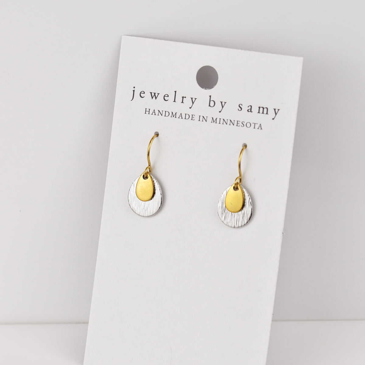 Mixed Metal Stacked Teardrop Earrings