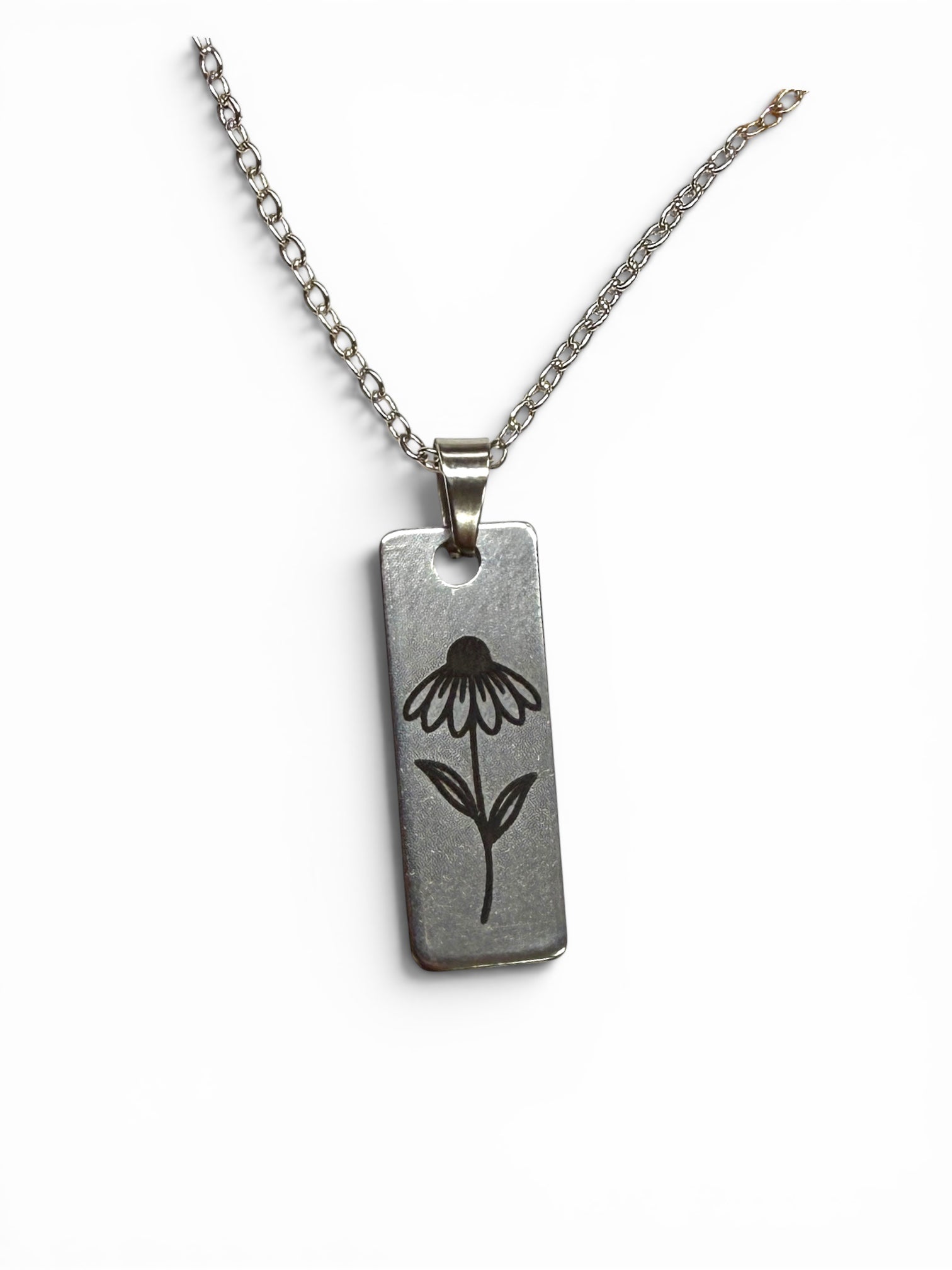 Engraved Coneflower Necklace
