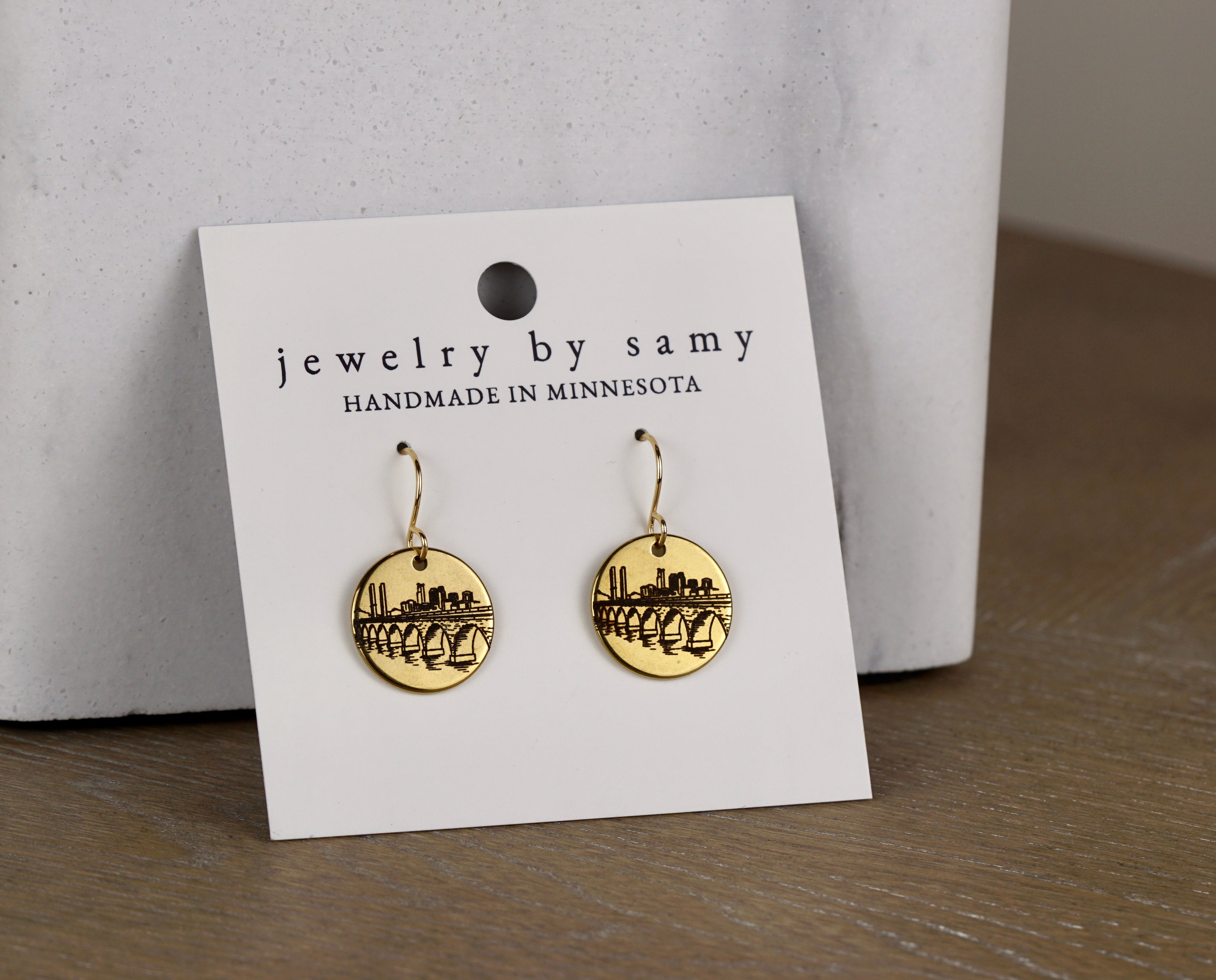 Engraved Stone Arch Bridge Earrings