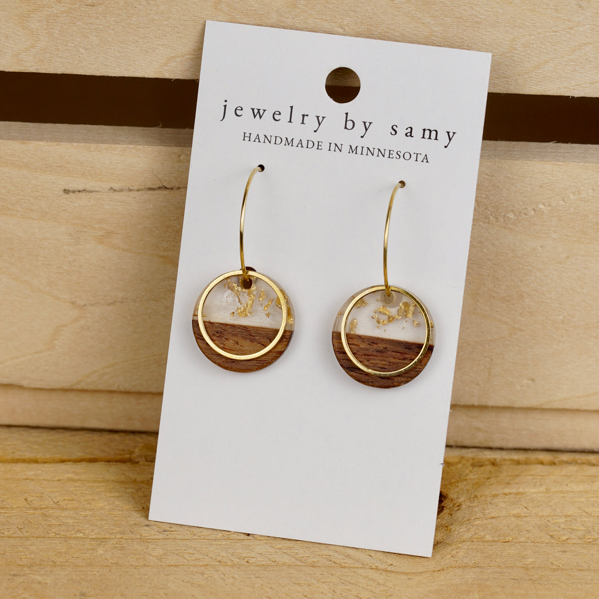 Wood Acrylic Hoop Earrings